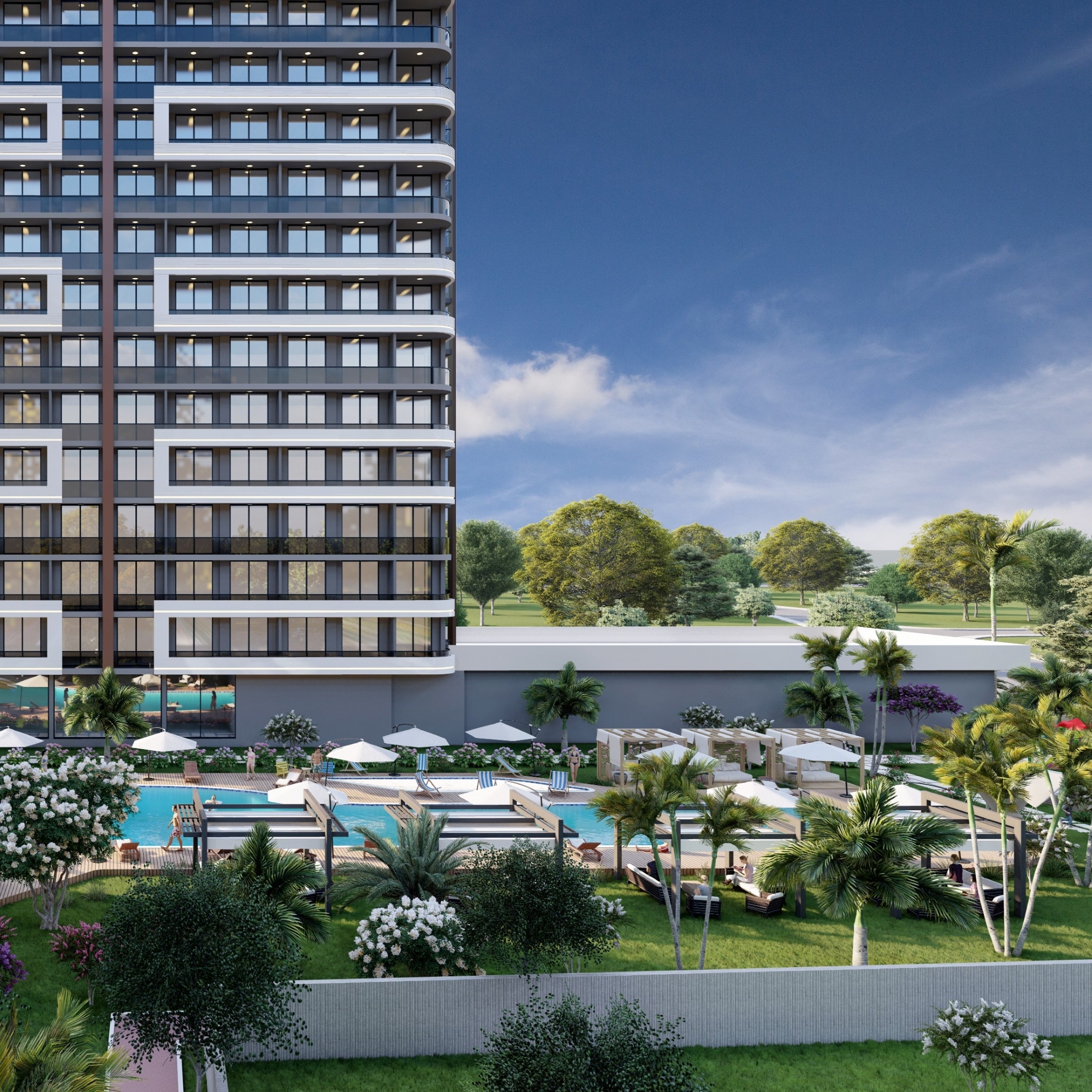 Luxuriöses 1+1 Apartment mit Meerblick und Bergblick, MERSIN