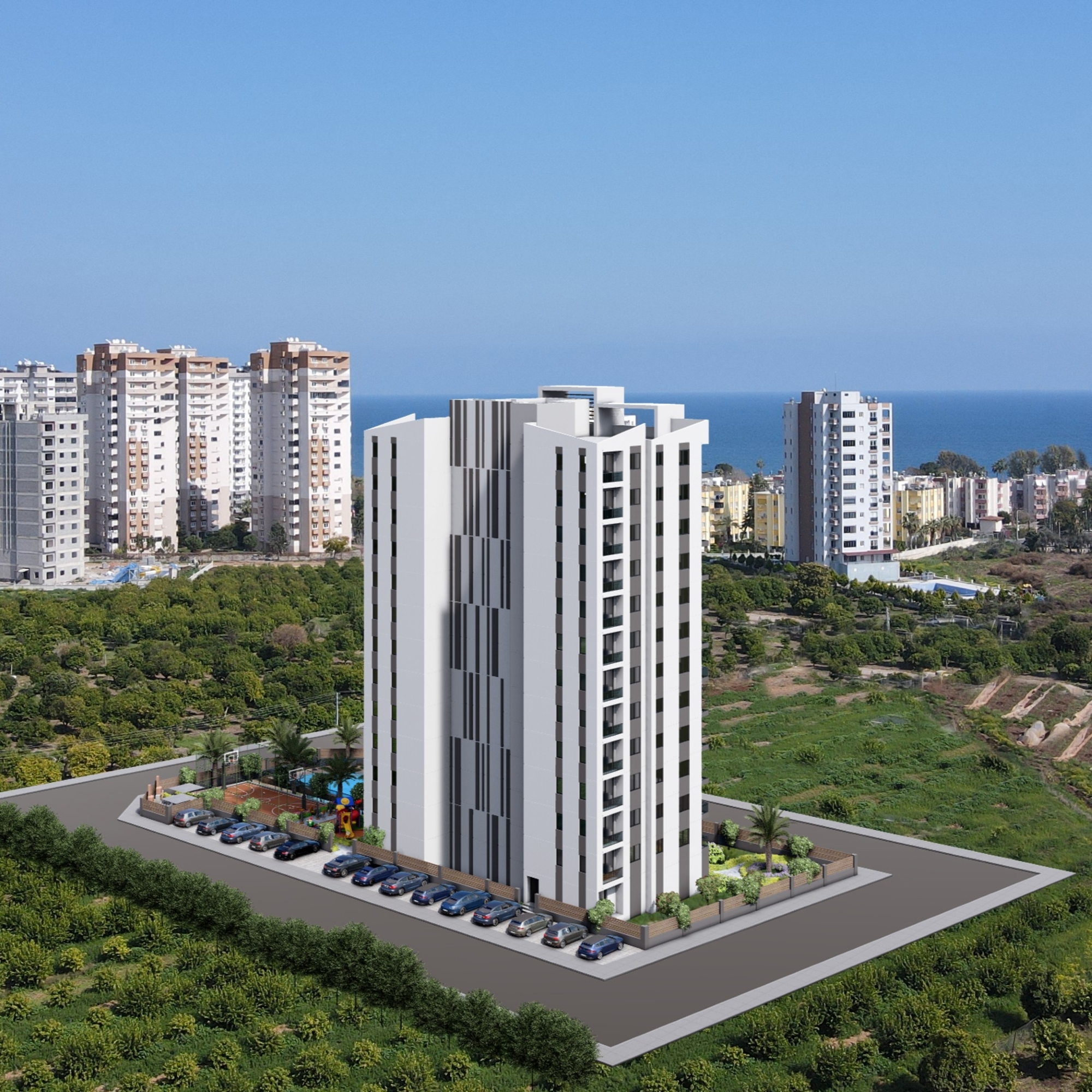 Luxuriöse 1+1 Wohnung mit Meerblick und Bergblick, Mersin-Çeşmeli
