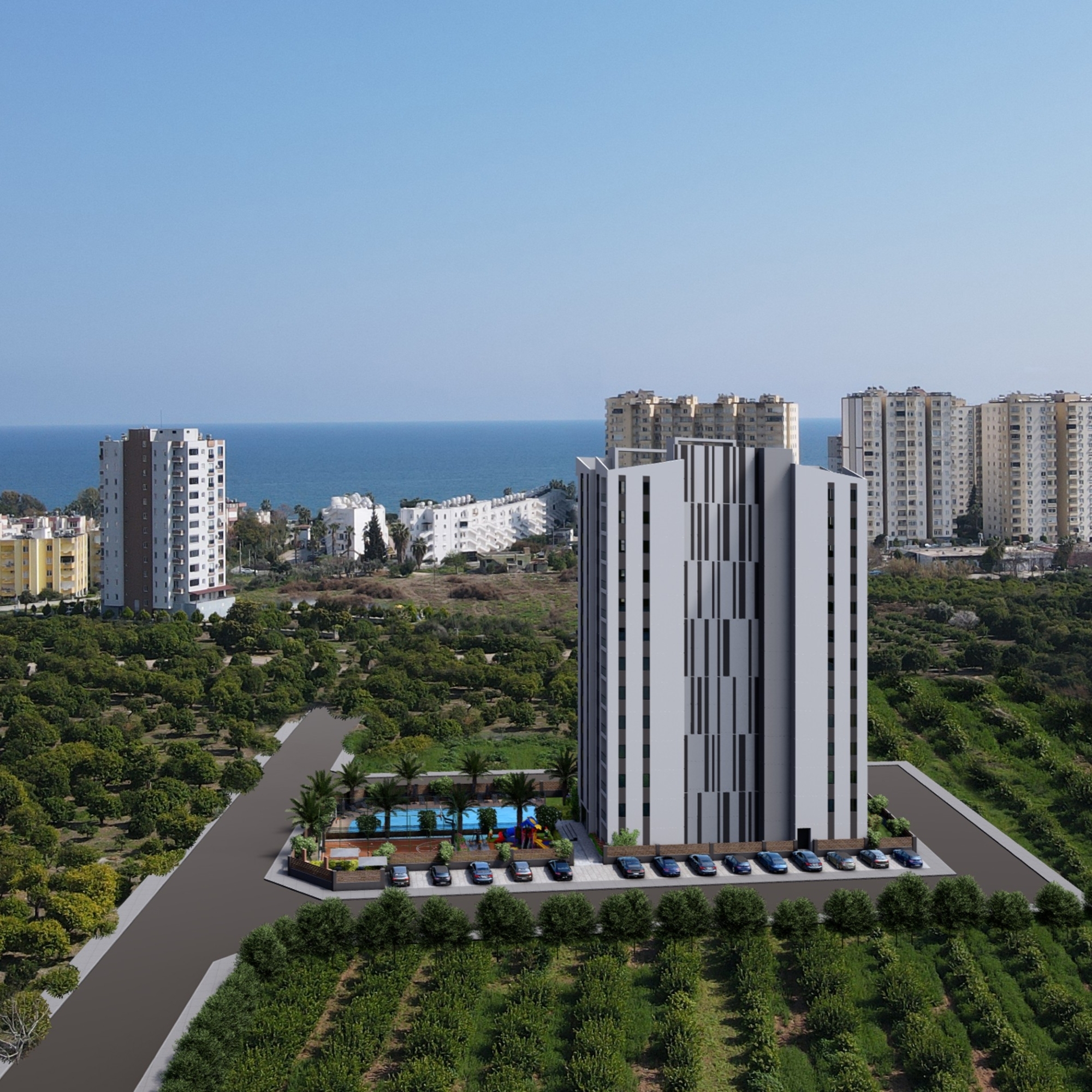 Luxuriöse 1+1 Wohnung mit Meerblick und Bergblick, Mersin-Çeşmeli