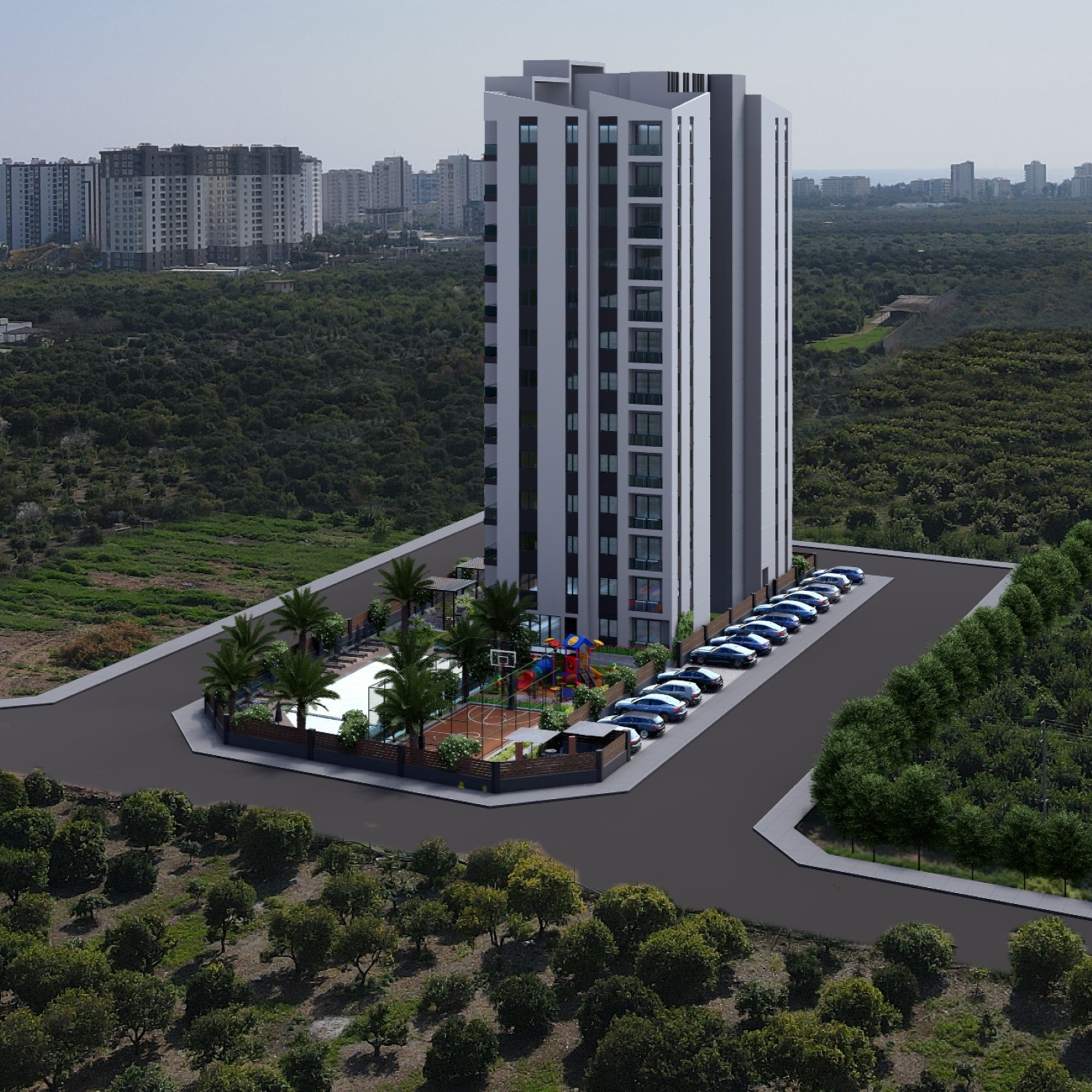 Luxuriöse 1+1 Wohnung mit Meerblick und Bergblick, Mersin-Çeşmeli