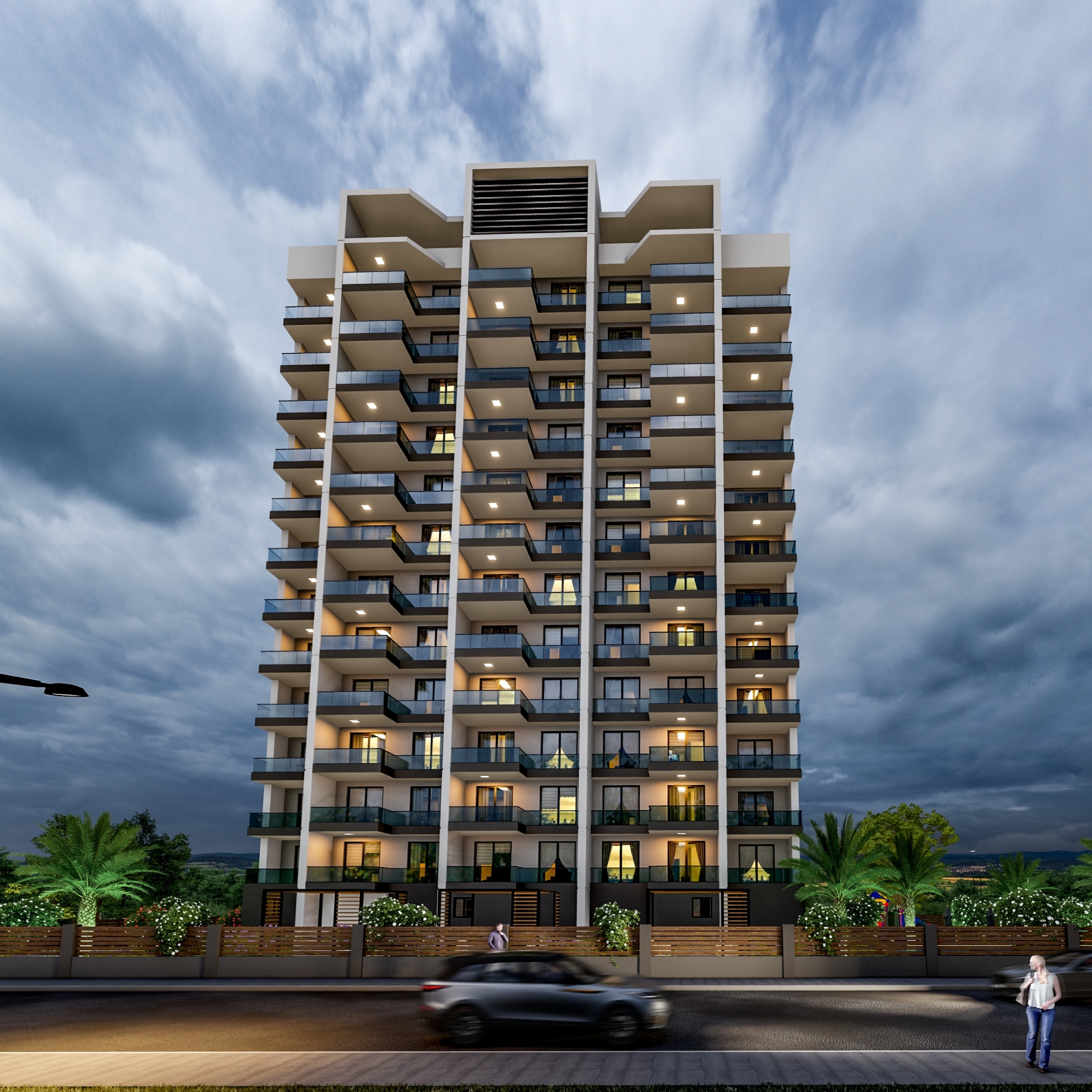 Luxuriöse 1+1 Wohnung mit Meerblick und Bergblick, Mersin-Çeşmeli