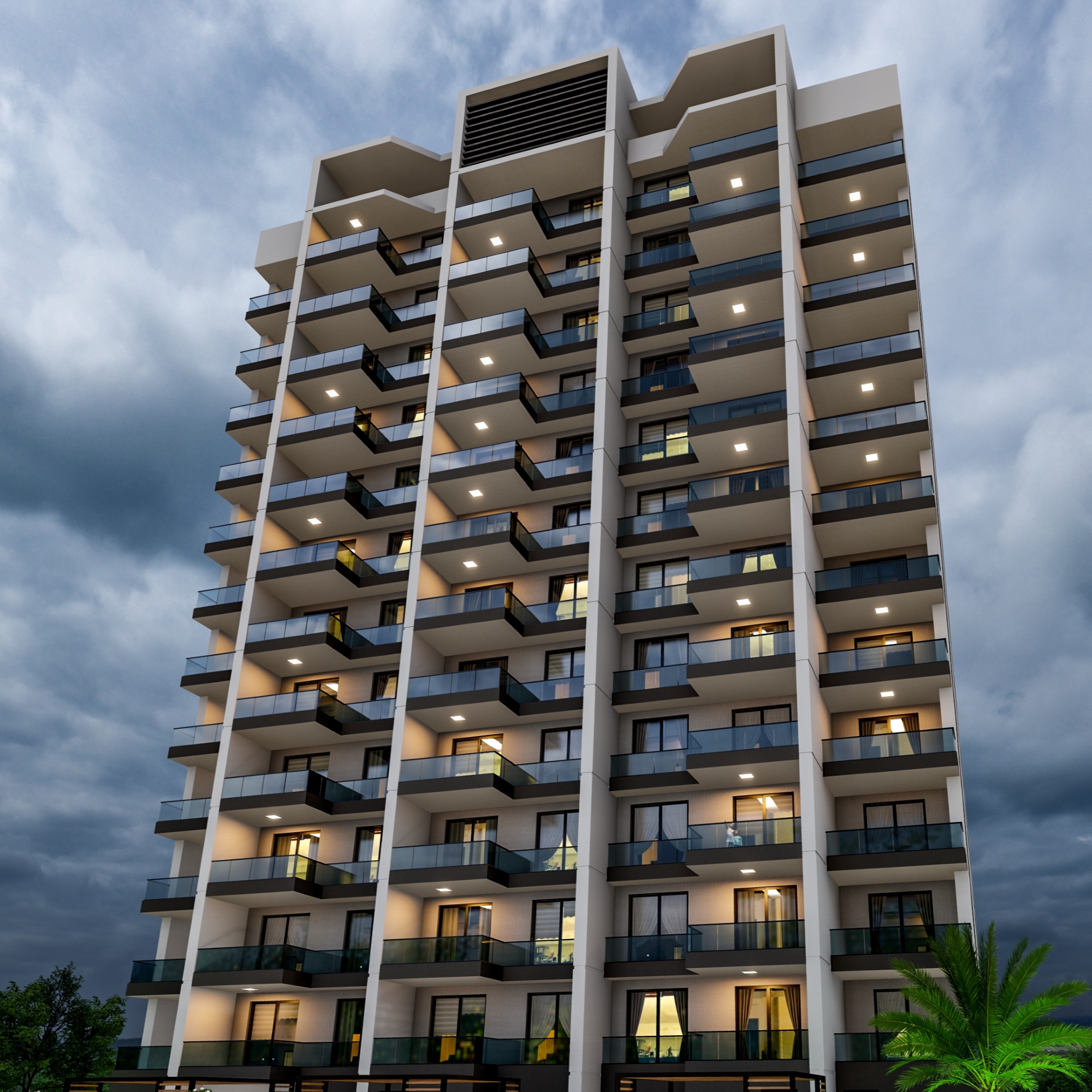 Luxuriöse 1+1 Wohnung mit Meerblick und Bergblick, Mersin-Çeşmeli
