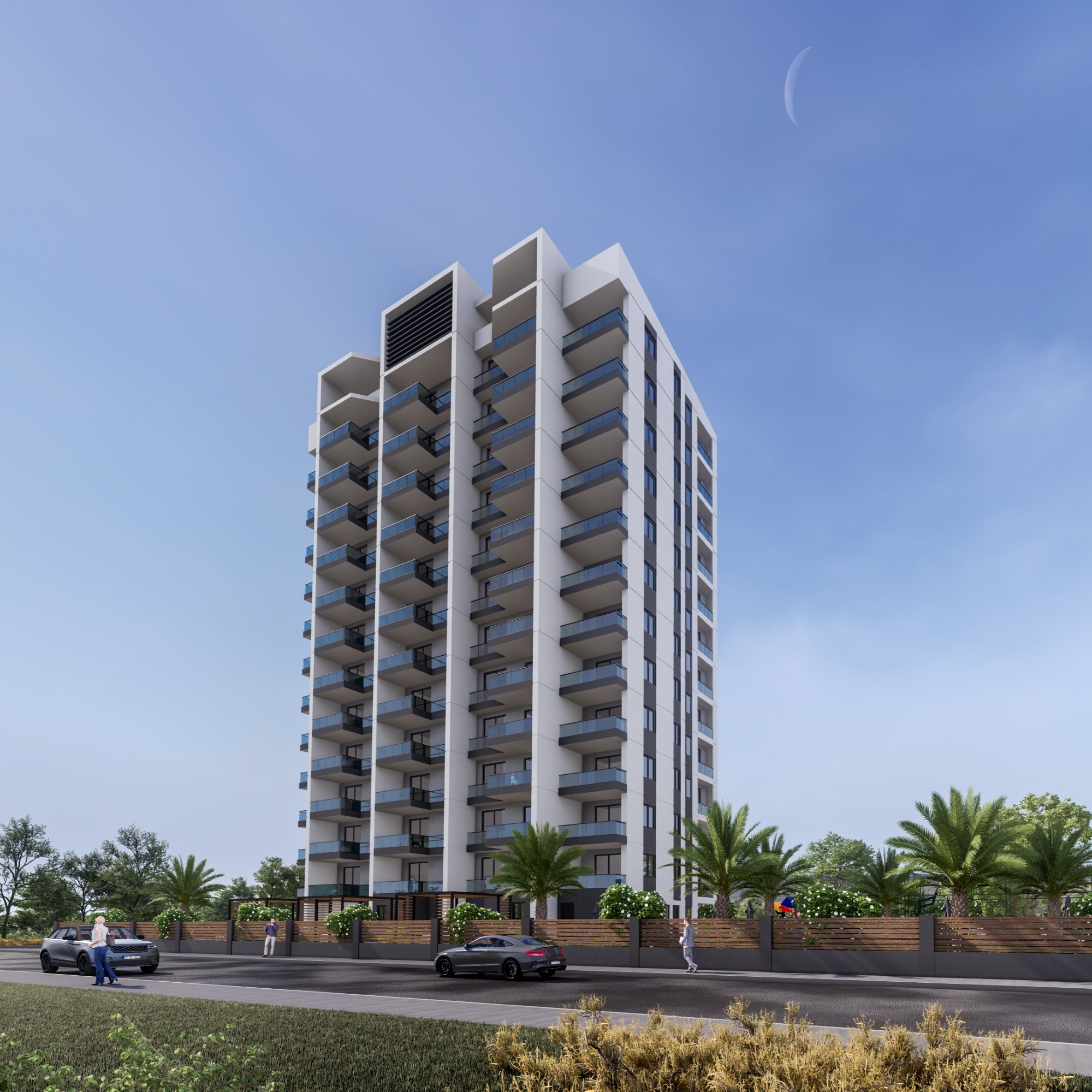 Luxuriöse 1+1 Wohnung mit Meerblick und Bergblick, Mersin-Çeşmeli