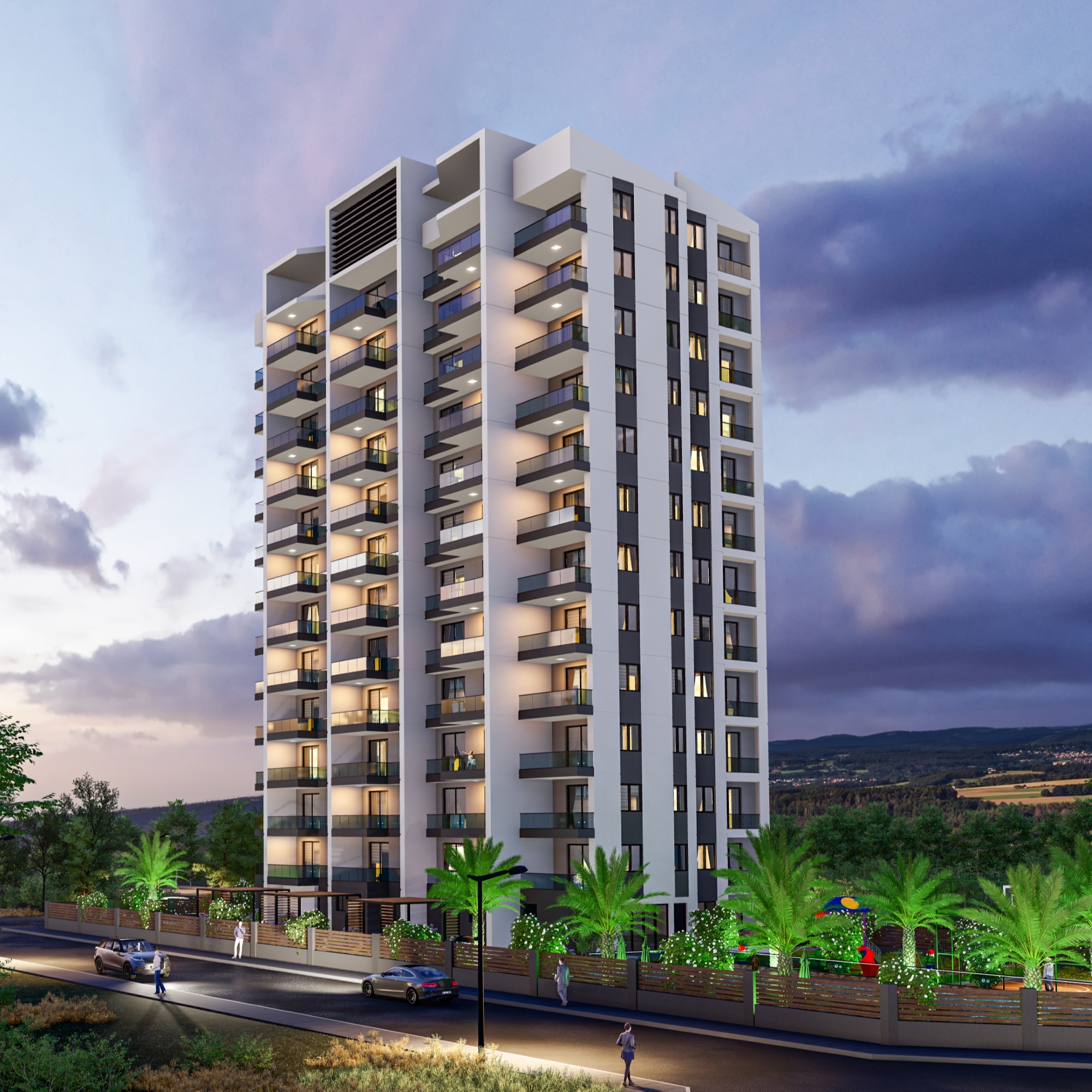 Luxuriöse 1+1 Wohnung mit Meerblick und Bergblick, Mersin-Çeşmeli