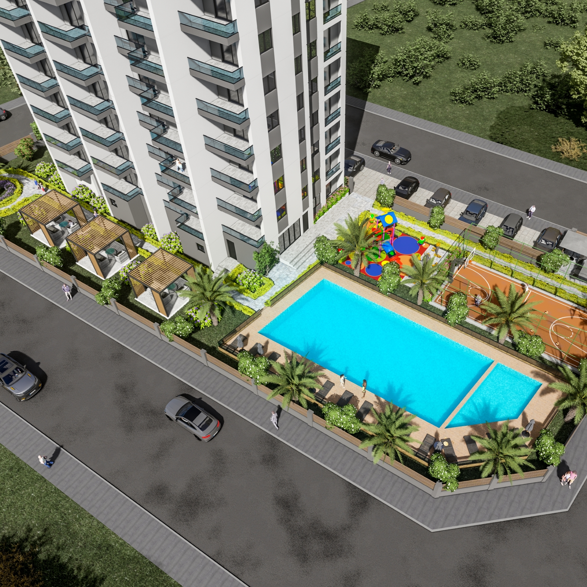 Luxuriöse 1+1 Wohnung mit Meerblick und Bergblick, Mersin-Çeşmeli