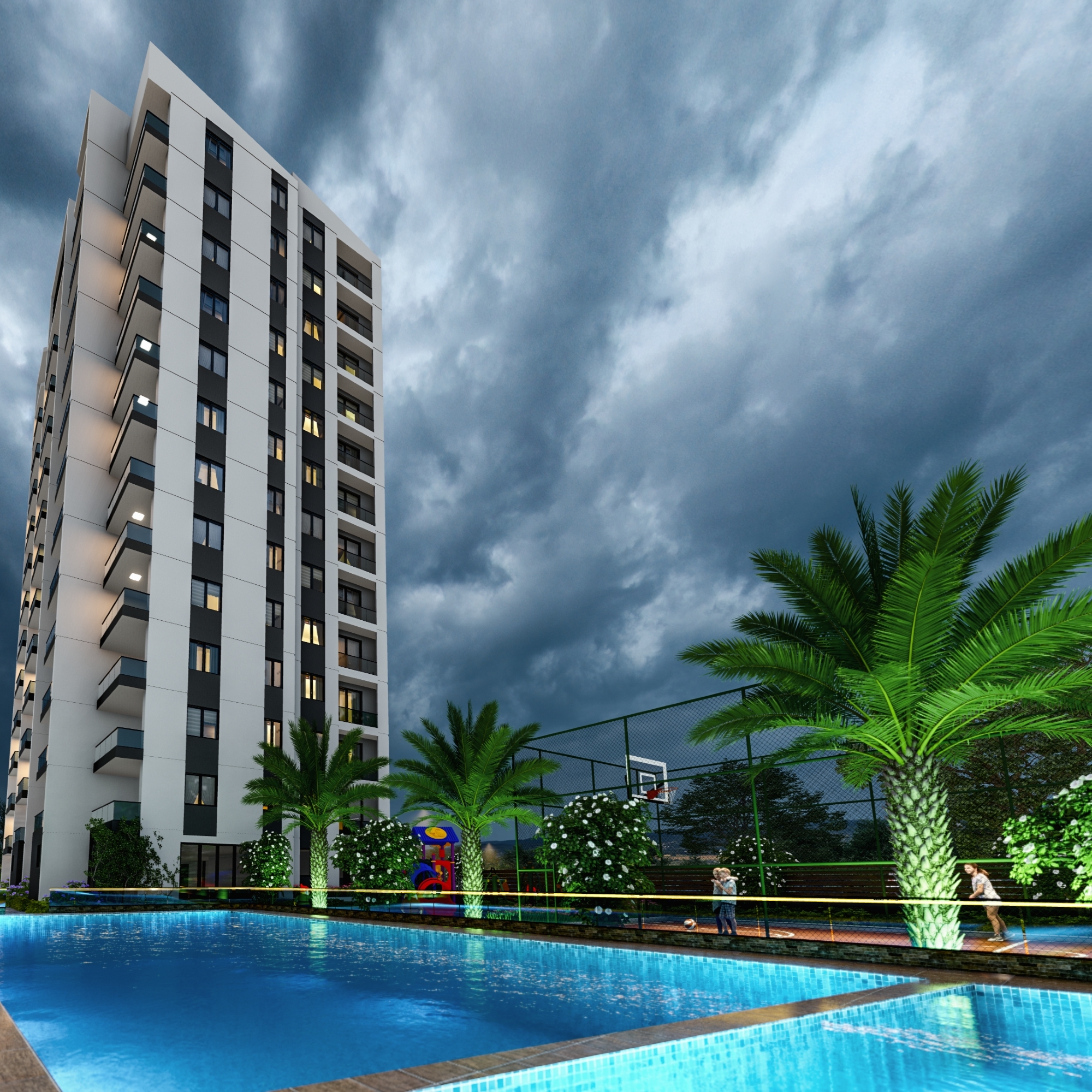 Luxuriöse 1+1 Wohnung mit Meerblick und Bergblick, Mersin-Çeşmeli