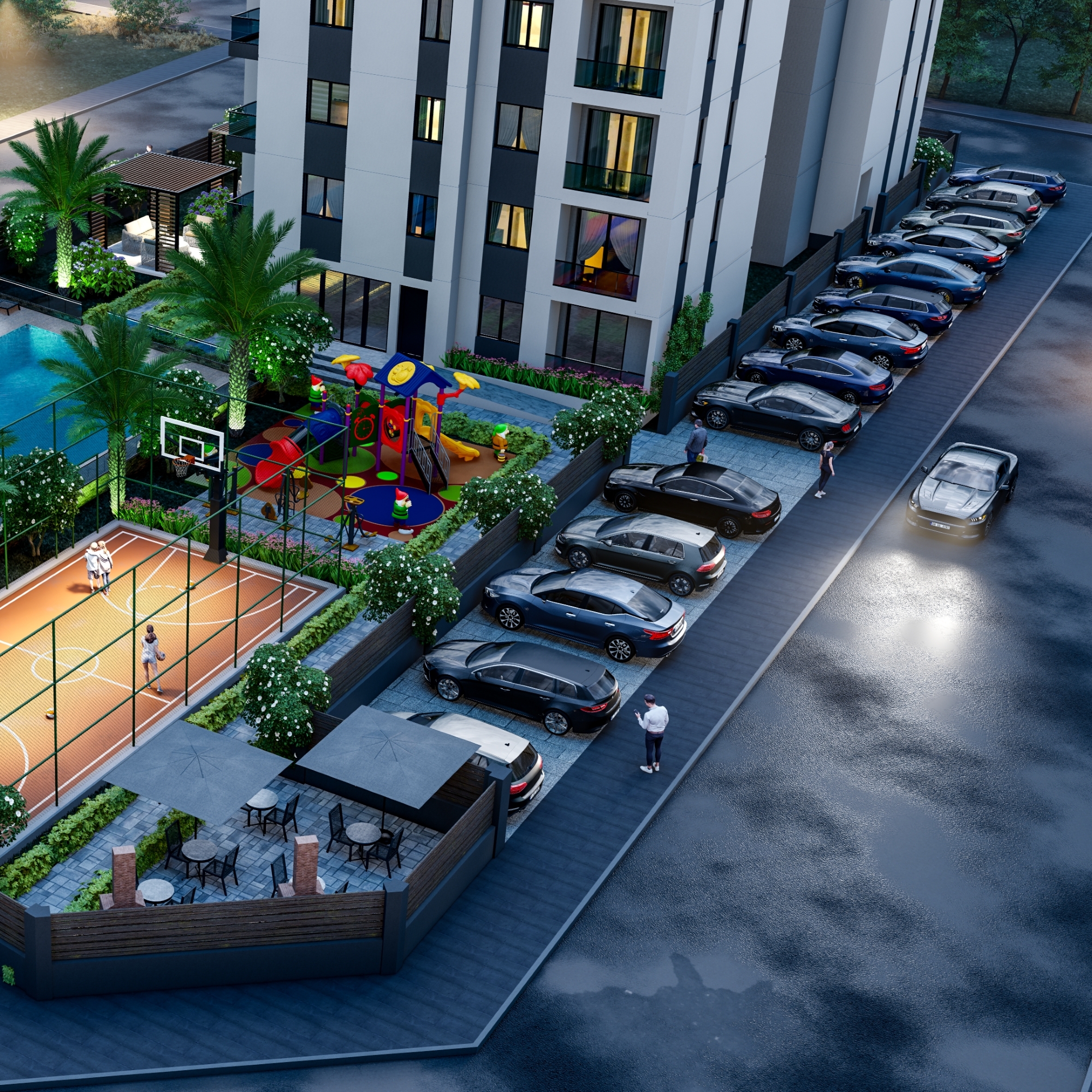 Luxuriöse 1+1 Wohnung mit Meerblick und Bergblick, Mersin-Çeşmeli