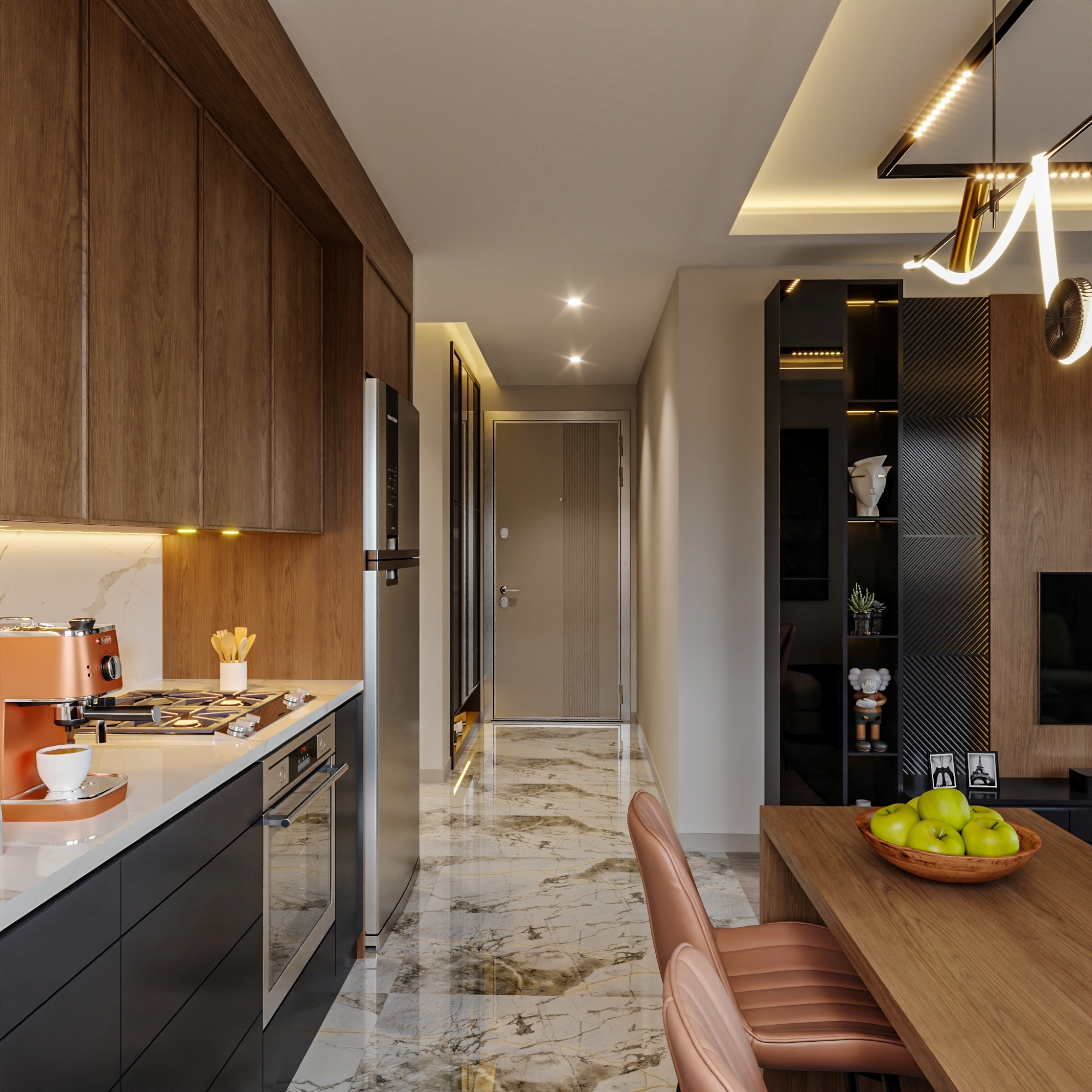 Luxuriöse 1+1 Wohnung mit Meerblick und Bergblick, Mersin-Çeşmeli
