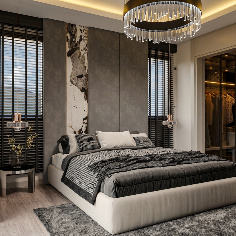Luxuriöse 1+1 Wohnung mit Meerblick und Bergblick, Mersin-Çeşmeli