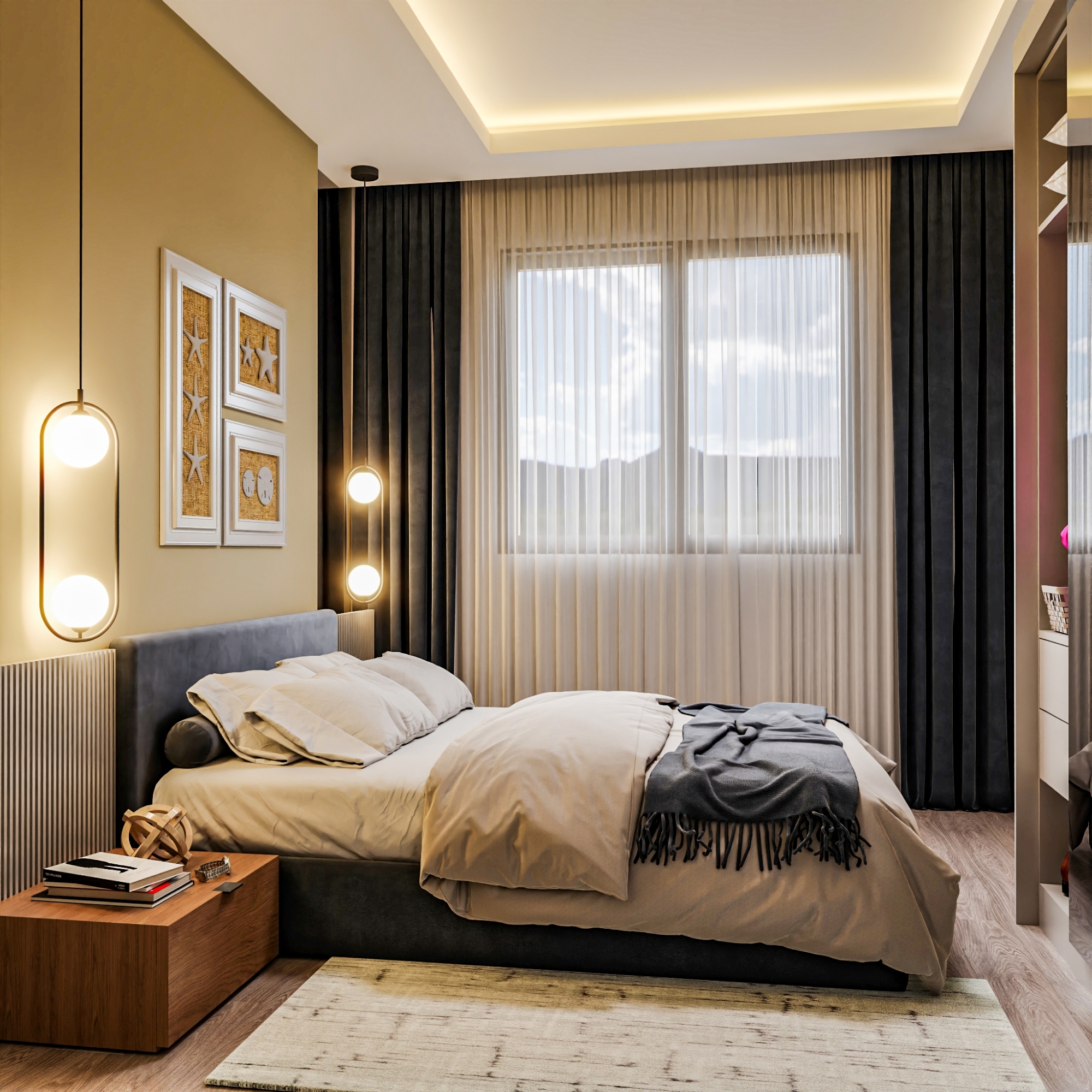 Luxuriöse 1+1 Wohnung mit Meerblick und Bergblick, Mersin-Çeşmeli