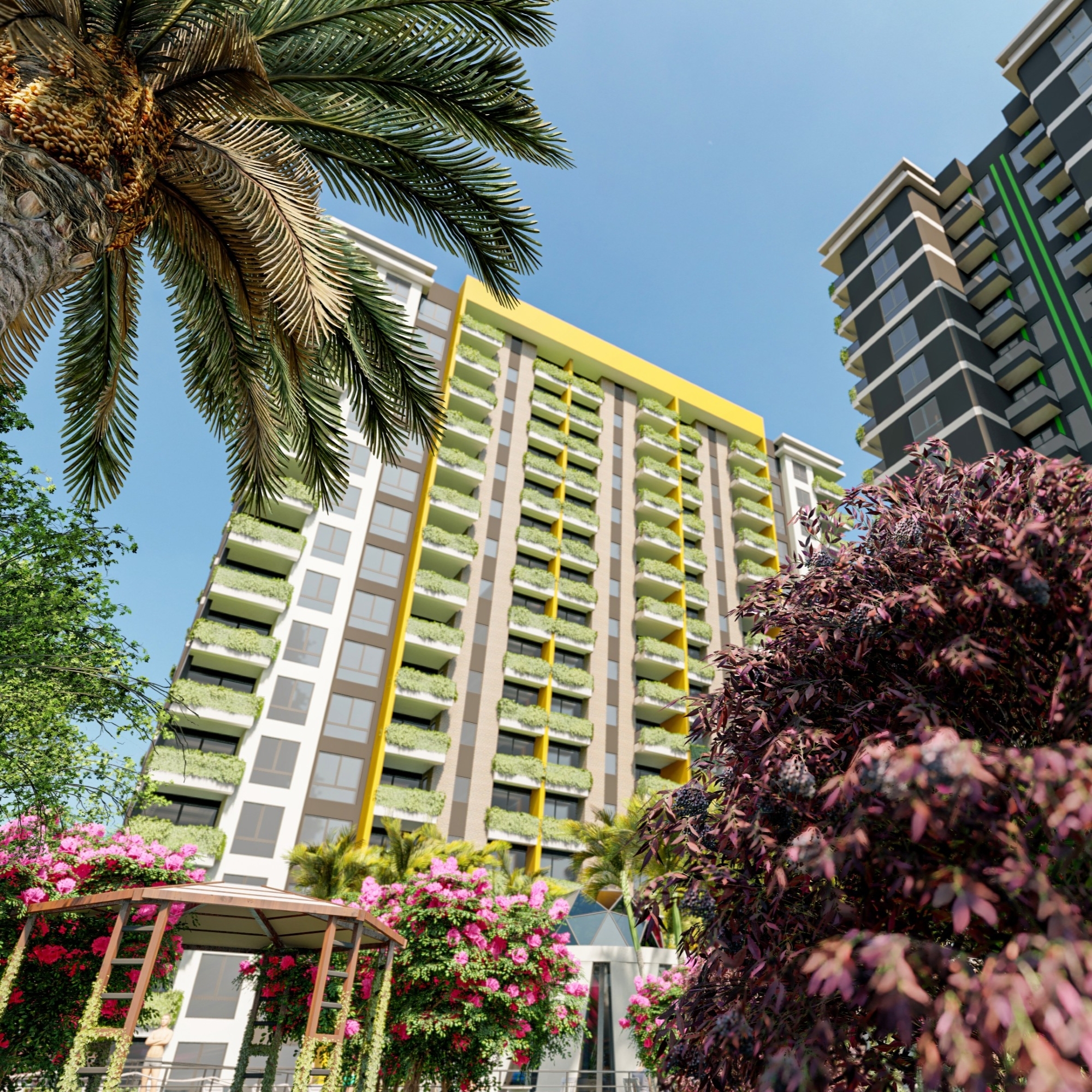 Luxuriöse 2+1 Wohnung mit Meerblick und Bergblick in Çeşmeli, Mersin