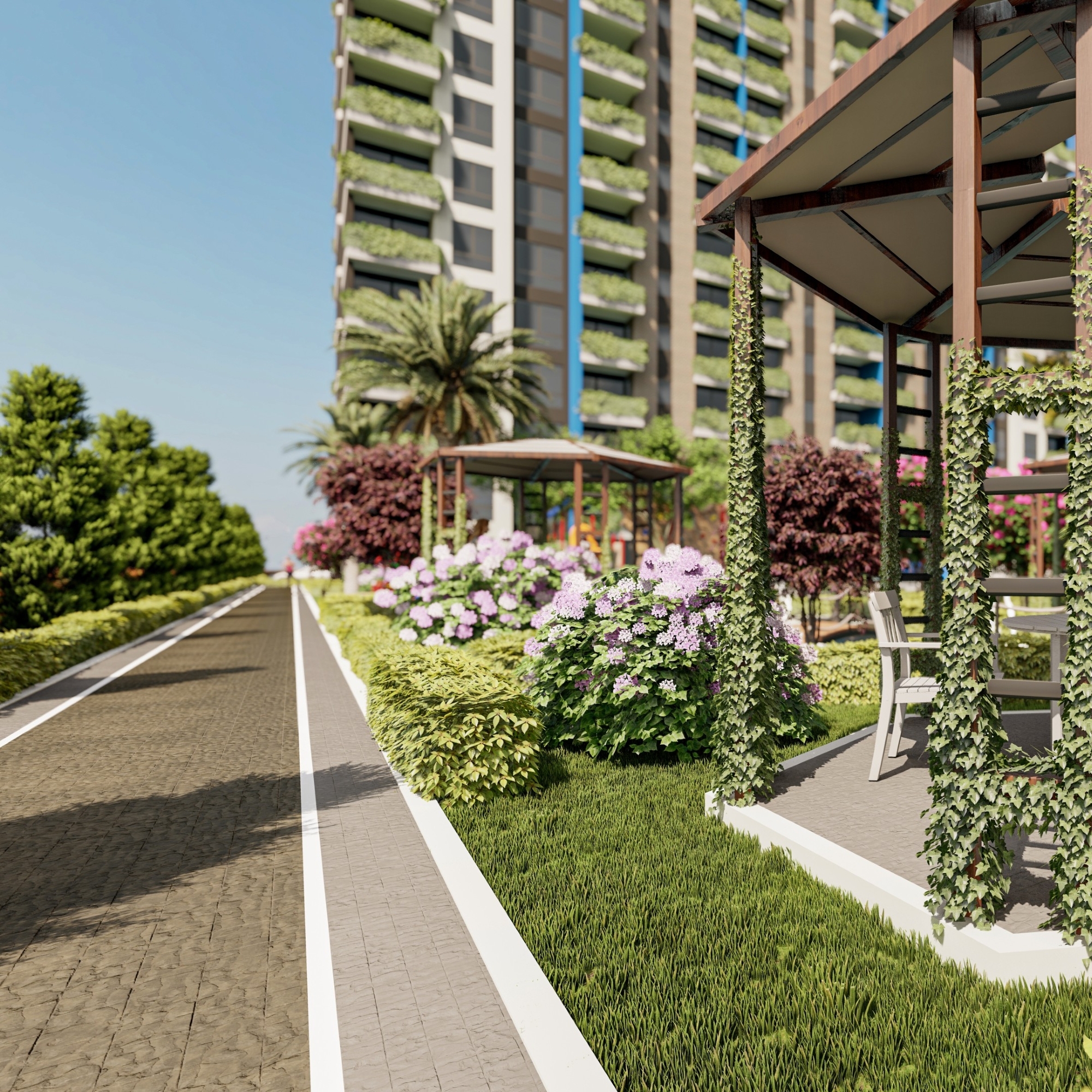 Luxuriöse 2+1 Wohnung mit Meerblick und Bergblick in Çeşmeli, Mersin