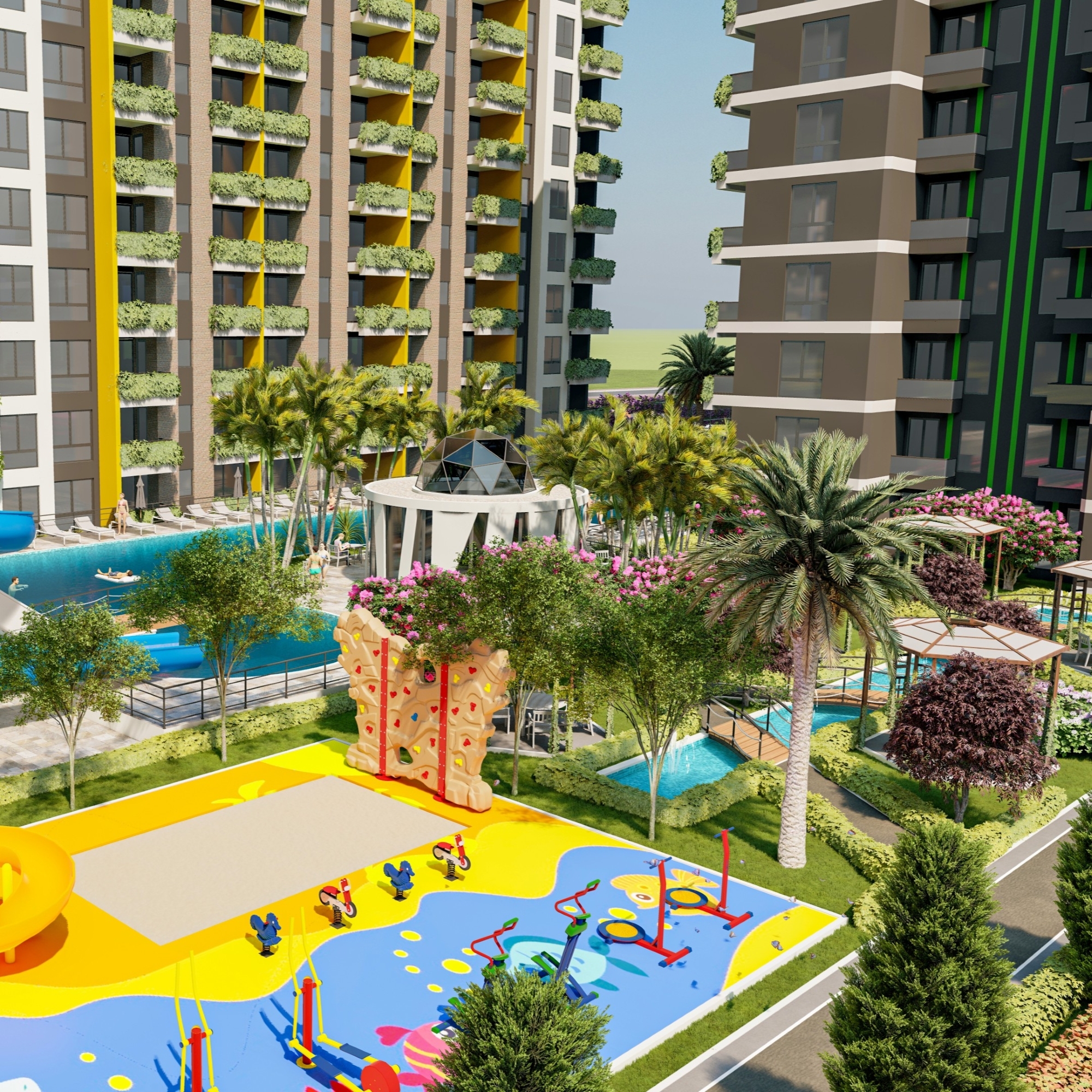 Luxuriöse 2+1 Wohnung mit Meerblick und Bergblick in Çeşmeli, Mersin
