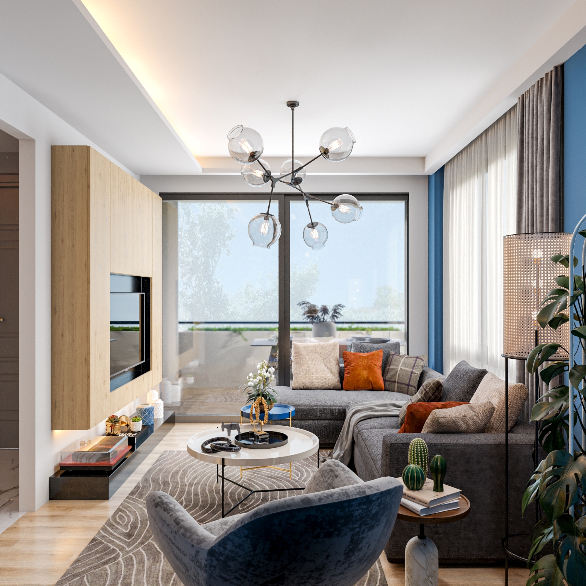 Luxuriöse 2+1 Wohnung mit Meerblick und Bergblick in Çeşmeli, Mersin