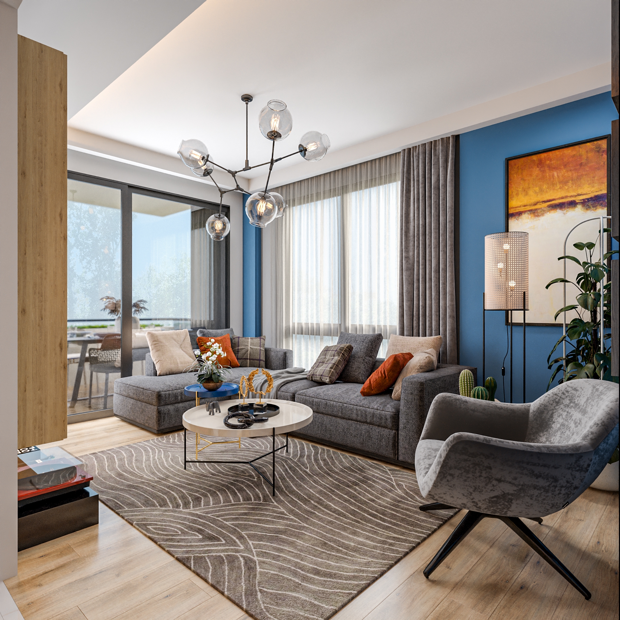 Luxuriöse 2+1 Wohnung mit Meerblick und Bergblick in Çeşmeli, Mersin
