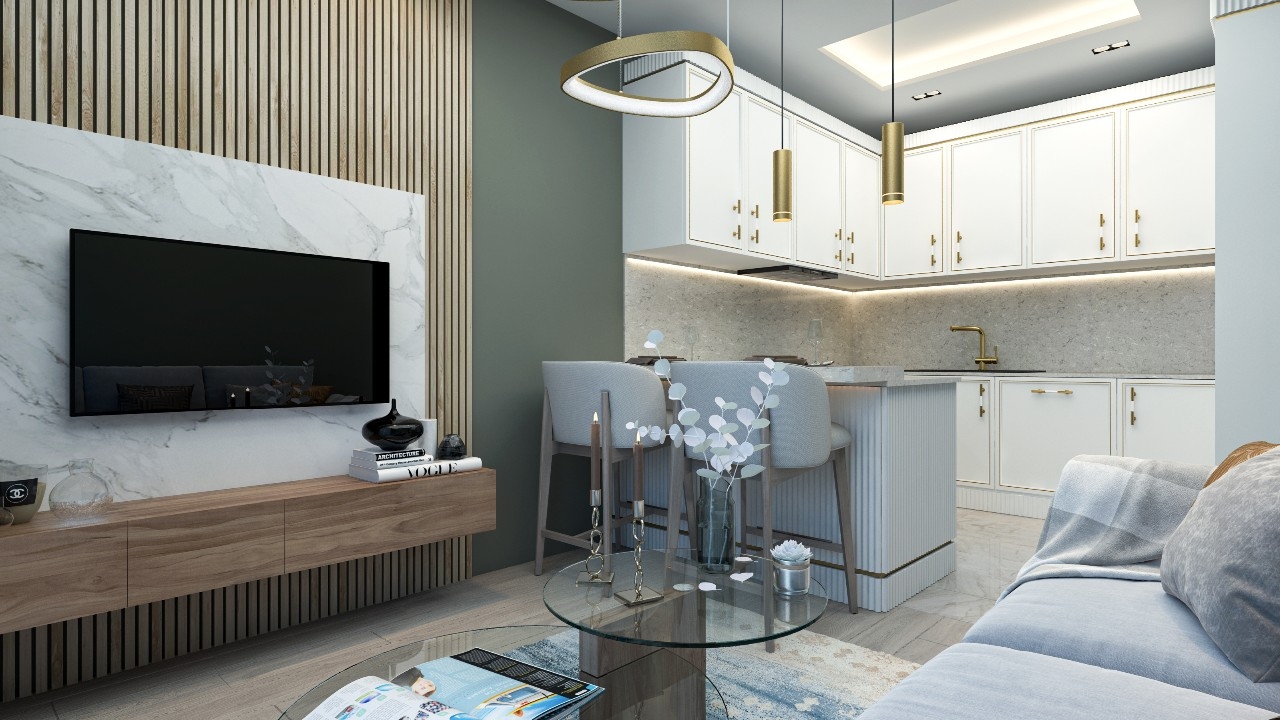 Luxuriöses 1+1 Apartment mit Bergblick, MERSIN - mezitli