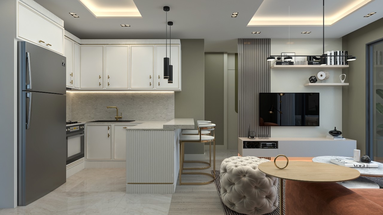 Luxuriöses 1+1 Apartment mit Bergblick, MERSIN - mezitli