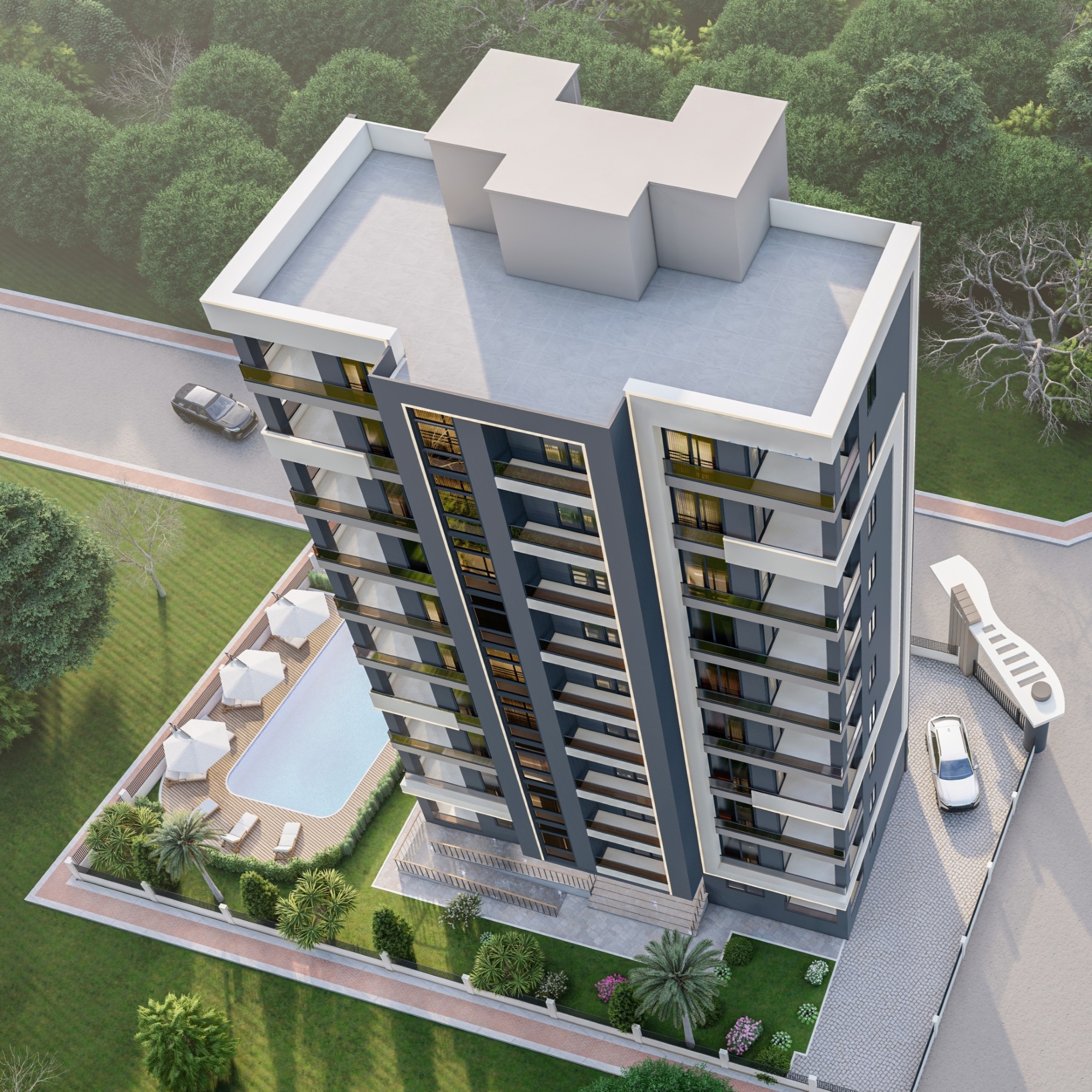 Meerblick 1+1 Wohnung in Tomuk, Mersin