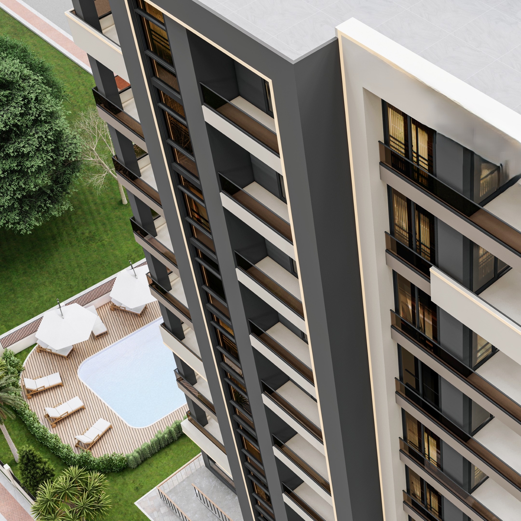 Meerblick 1+1 Wohnung in Tomuk, Mersin