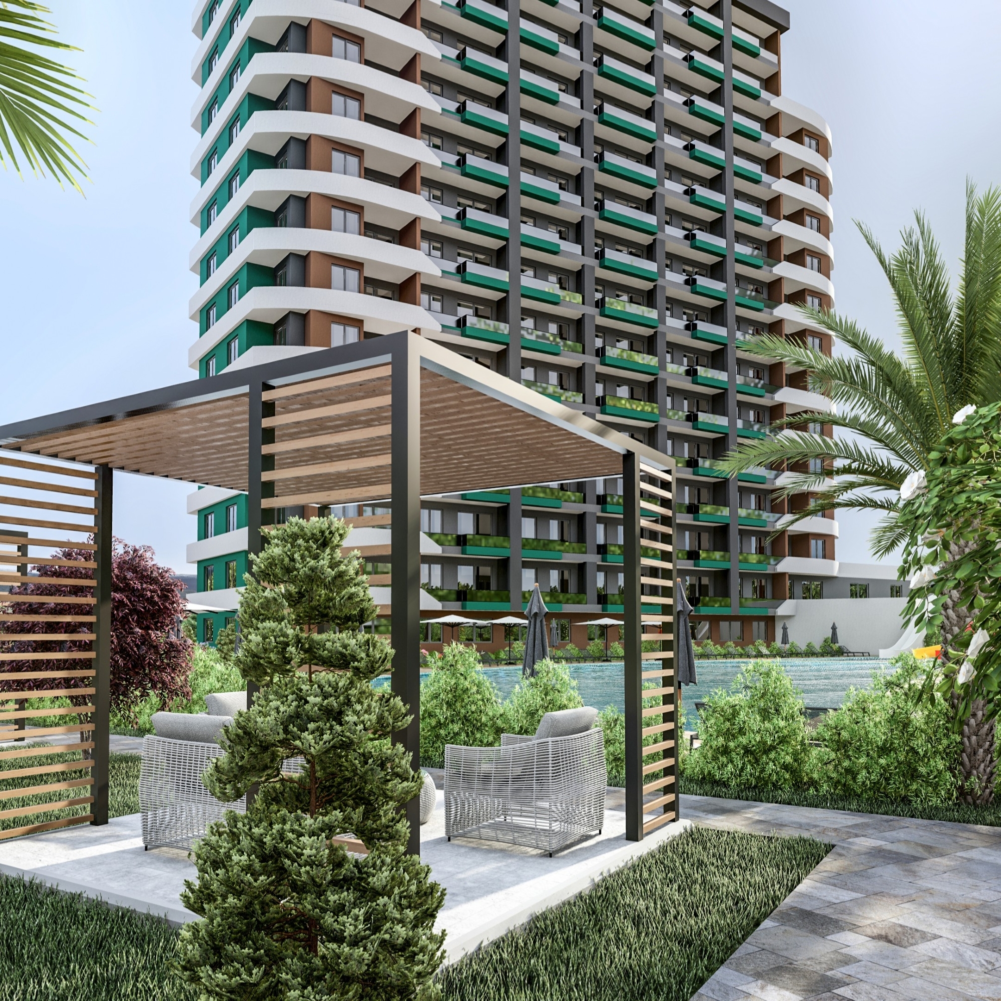 Luxury 1+1 Apartment with Sea and Castle Views in Mersin-Tece