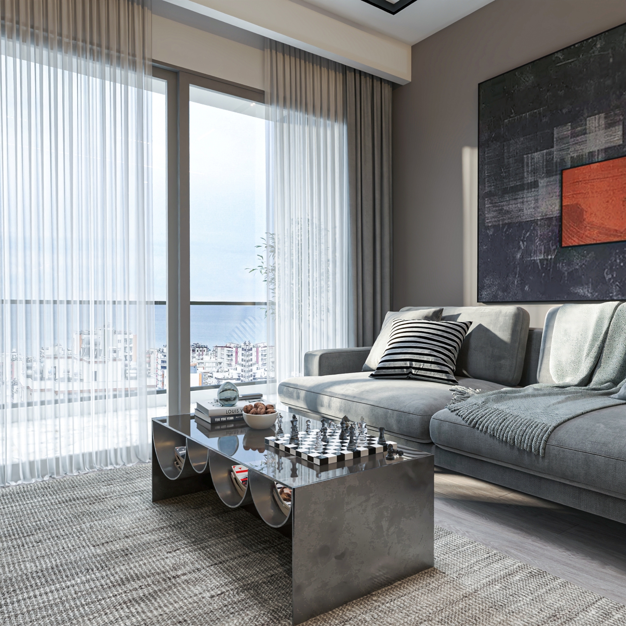 Luxury 1+1 Apartment with Sea and Castle Views in Mersin-Tece