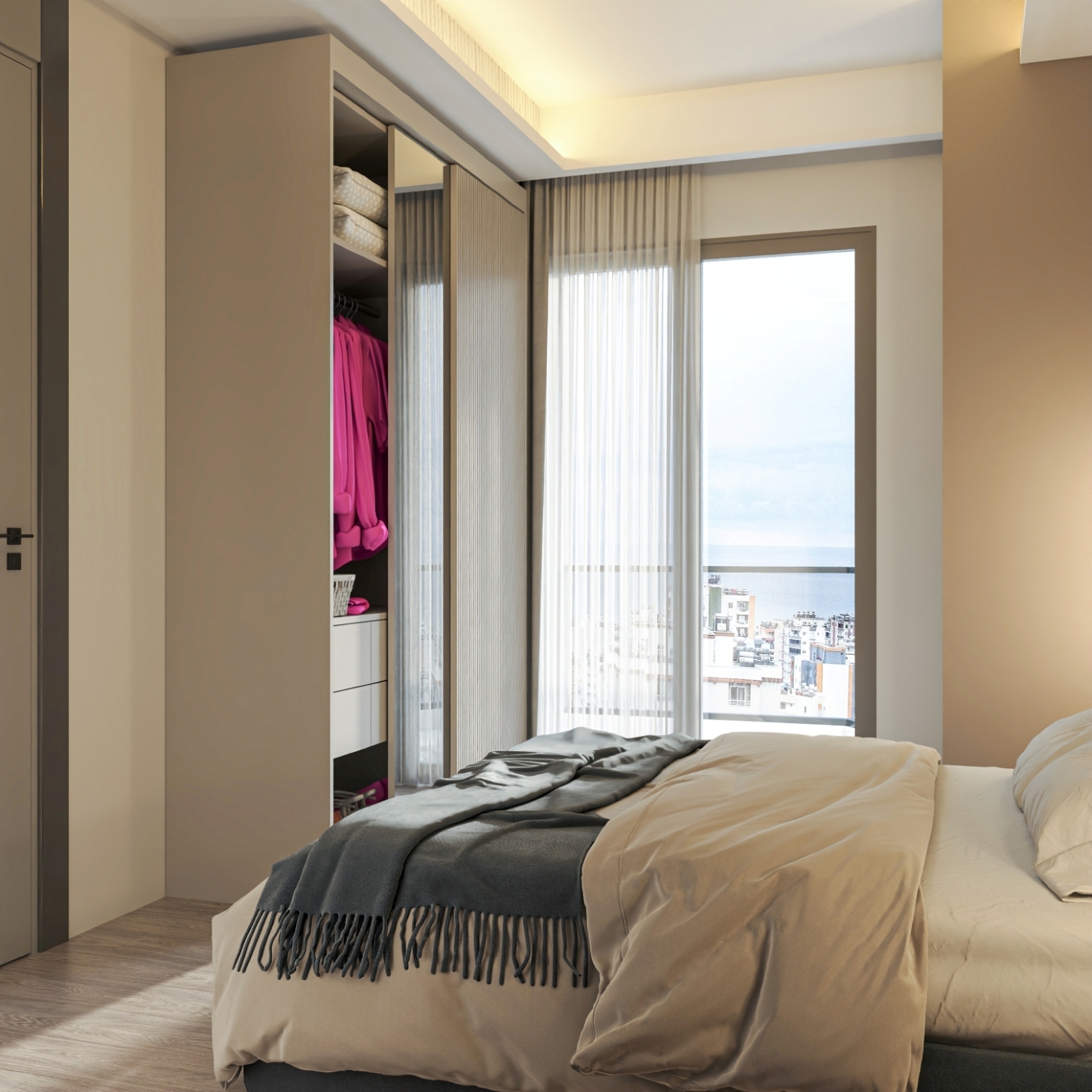 Luxury 1+1 Apartment with Sea and Castle Views in Mersin-Tece