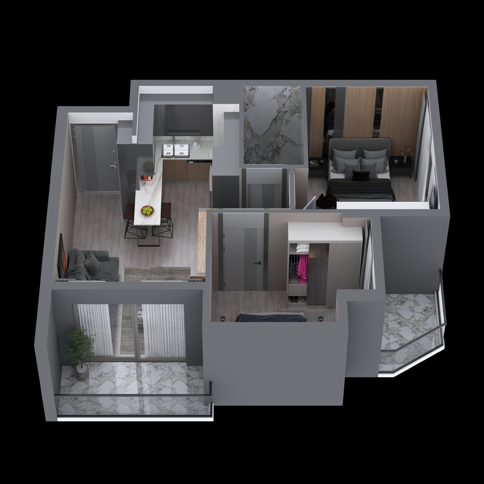Luxury 1+1 Apartment with Sea and Castle Views in Mersin-Tece