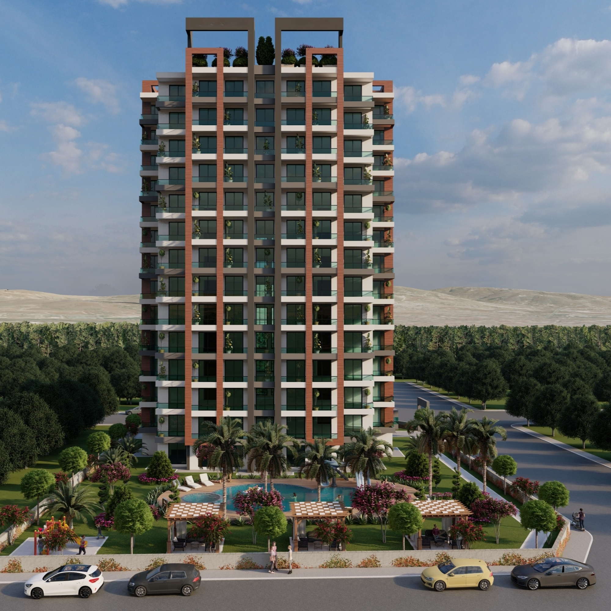 Luxuriöses Studio-Apartment mit Meerblick und Burgblick, Mersin-Tece