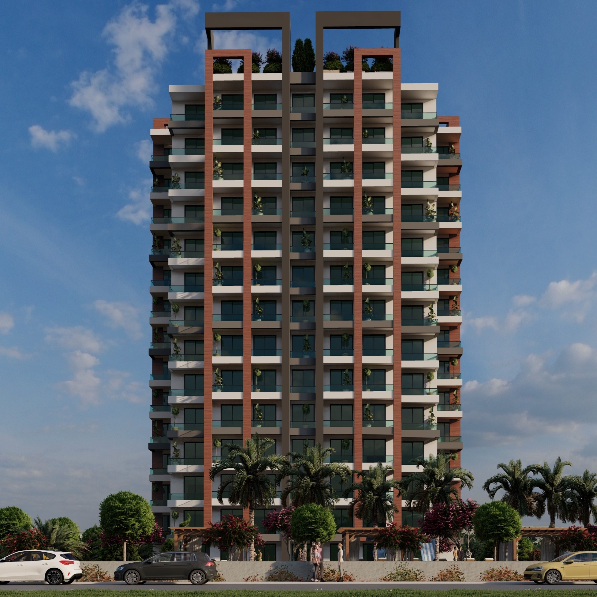 Luxuriöses Studio-Apartment mit Meerblick und Burgblick, Mersin-Tece