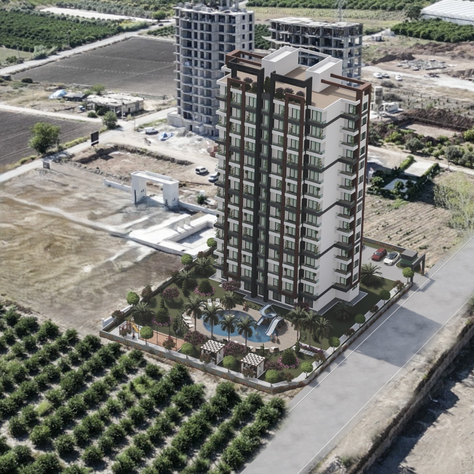 Luxuriöses Studio-Apartment mit Meerblick und Burgblick, Mersin-Tece