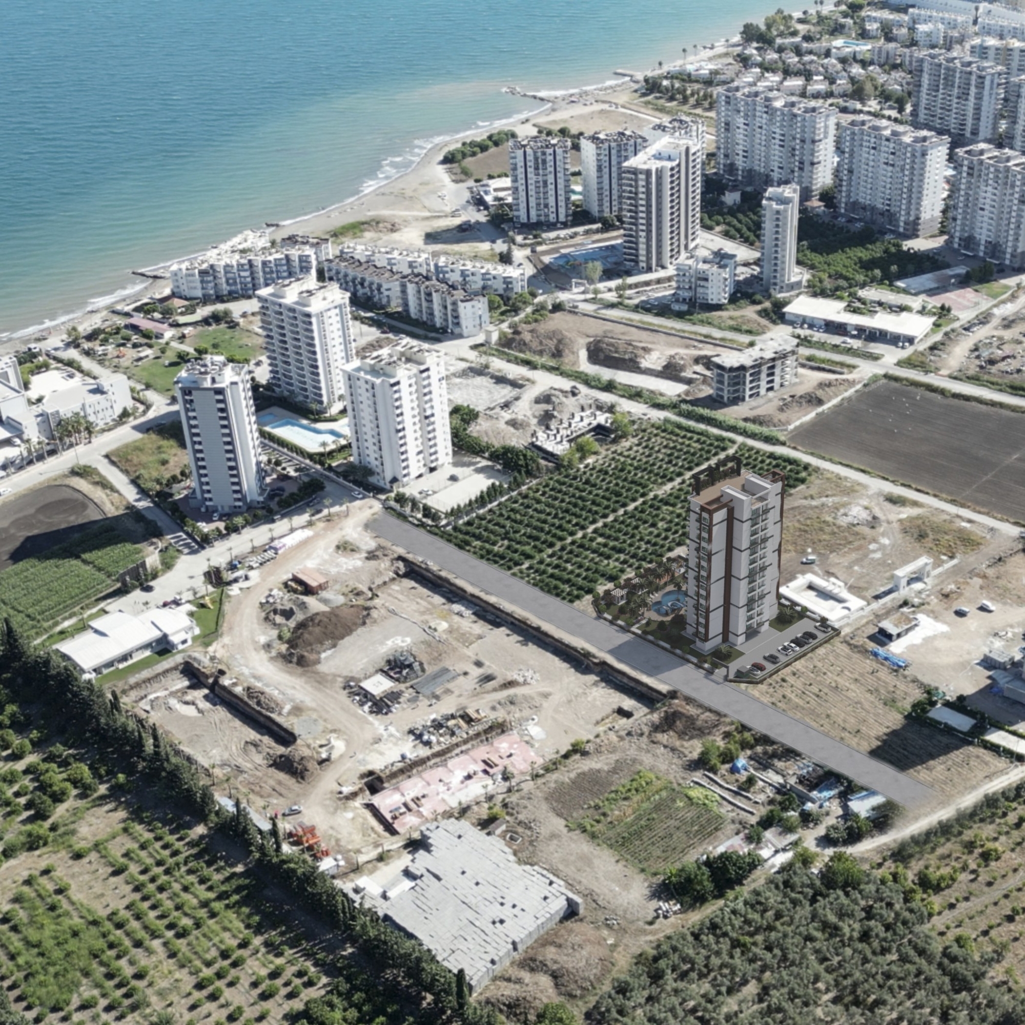Luxuriöses Studio-Apartment mit Meerblick und Burgblick, Mersin-Tece