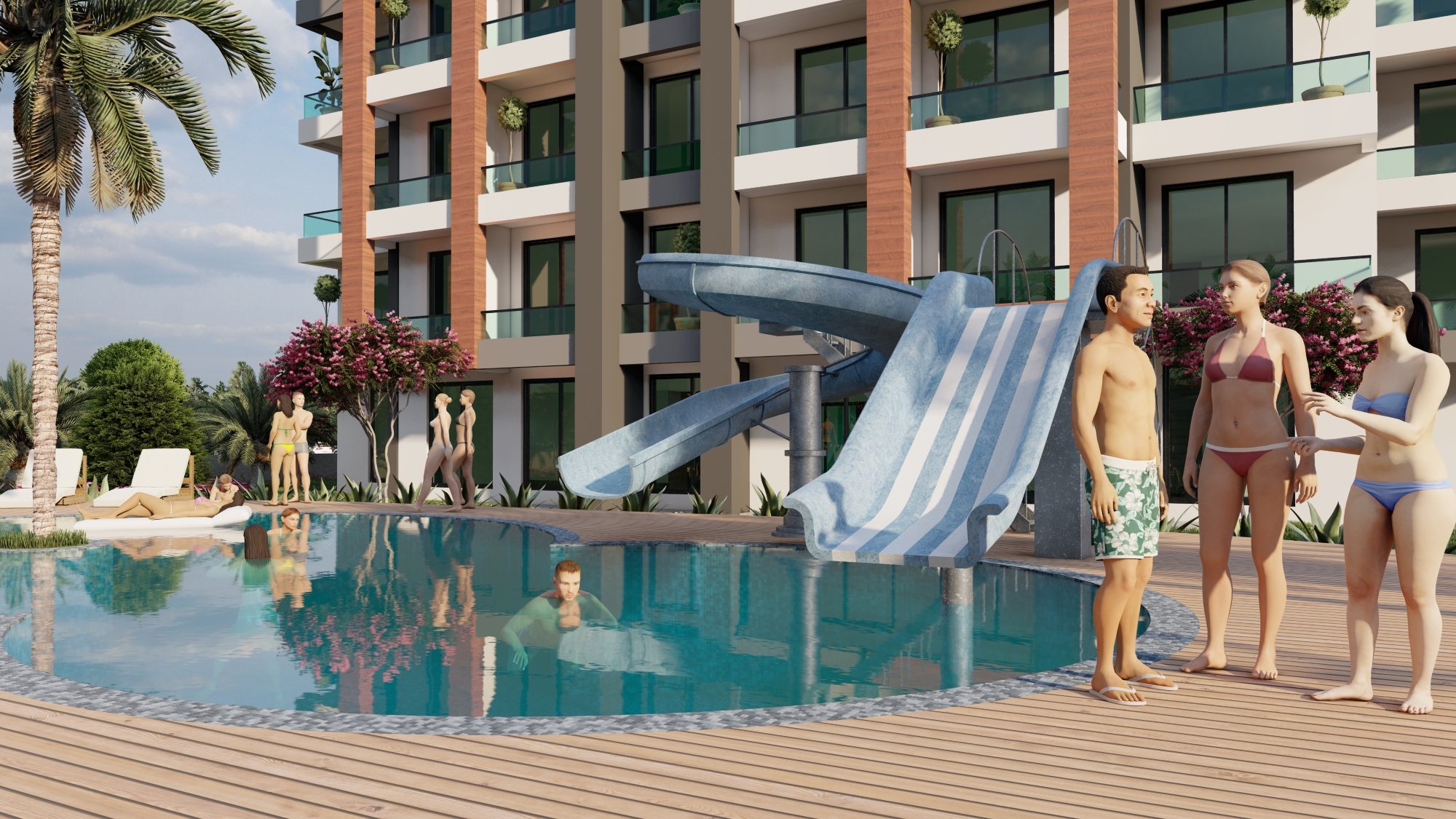 Luxuriöses Studio-Apartment mit Meerblick und Burgblick, Mersin-Tece