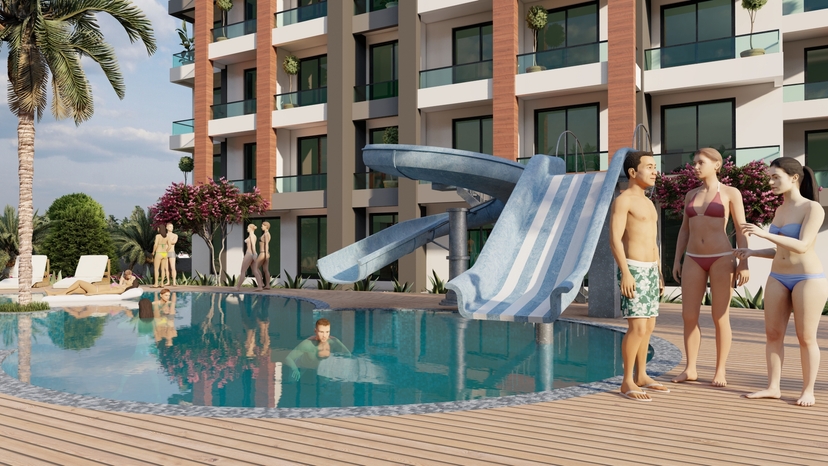Luxuriöses Studio-Apartment mit Meerblick und Burgblick, Mersin-Tece