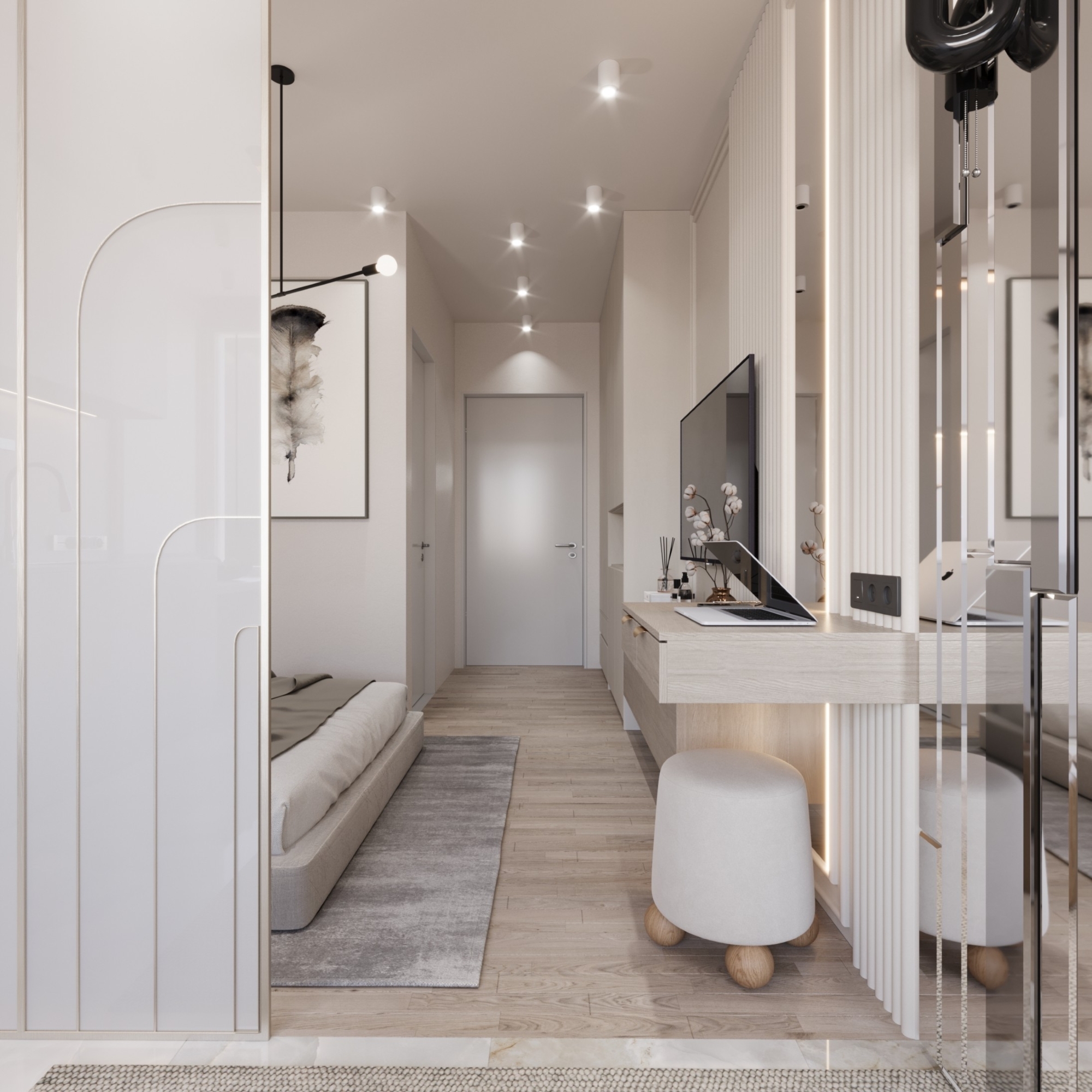 Luxuriöses Studio-Apartment mit Meerblick und Burgblick, Mersin-Tece