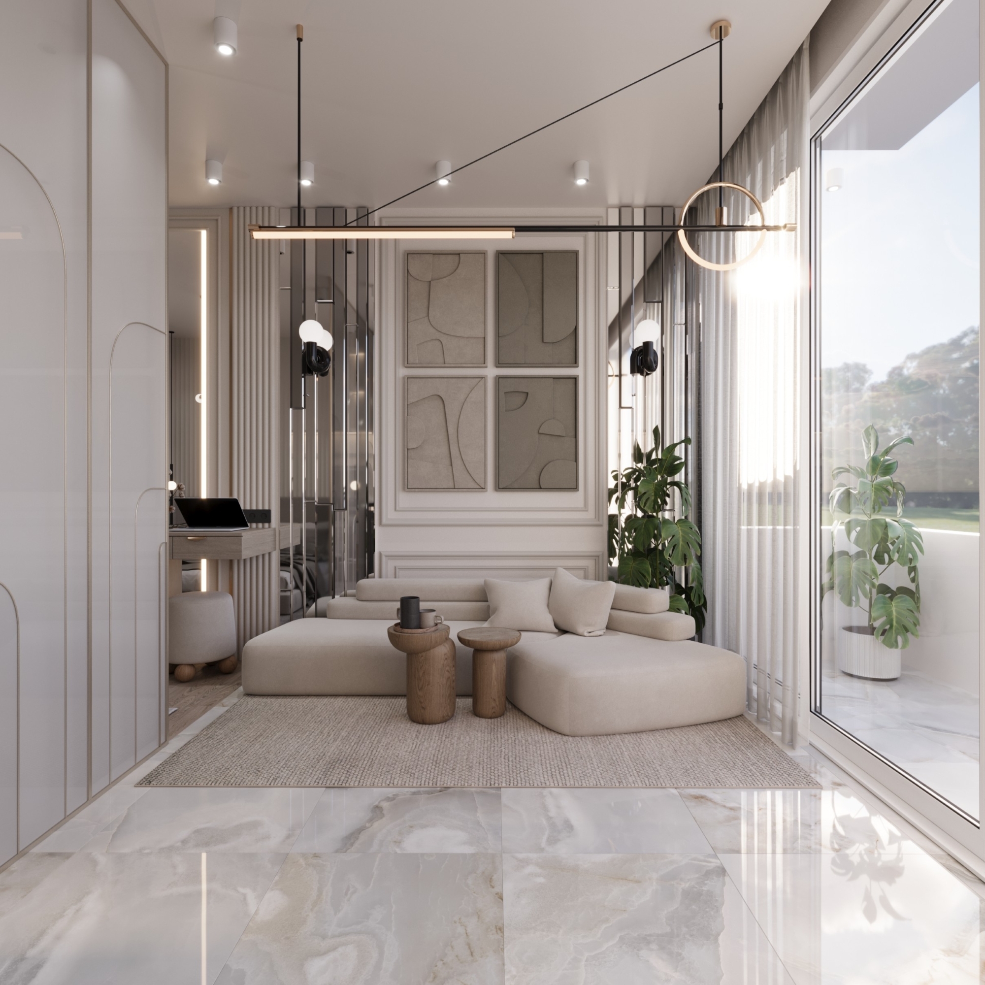 Luxuriöses Studio-Apartment mit Meerblick und Burgblick, Mersin-Tece