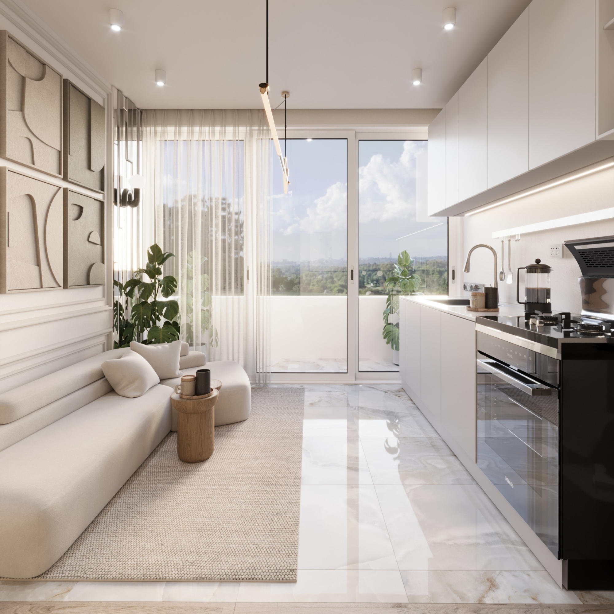 Luxuriöses Studio-Apartment mit Meerblick und Burgblick, Mersin-Tece
