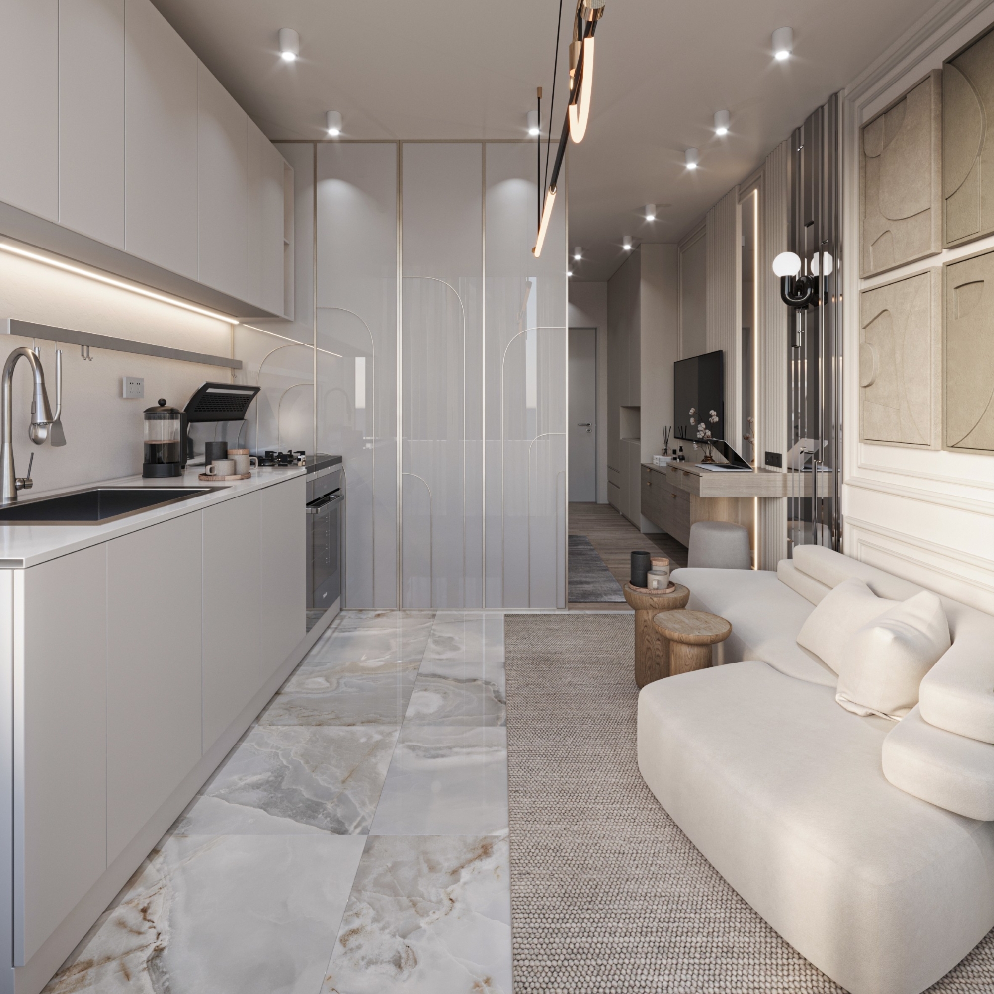 Luxuriöses Studio-Apartment mit Meerblick und Burgblick, Mersin-Tece