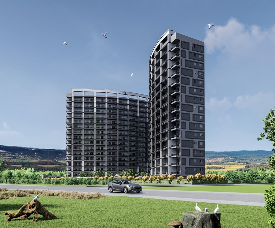 Atemberaubendes 1+1 Apartment mit Meerblick, Burg- und Bergblick in Tömük