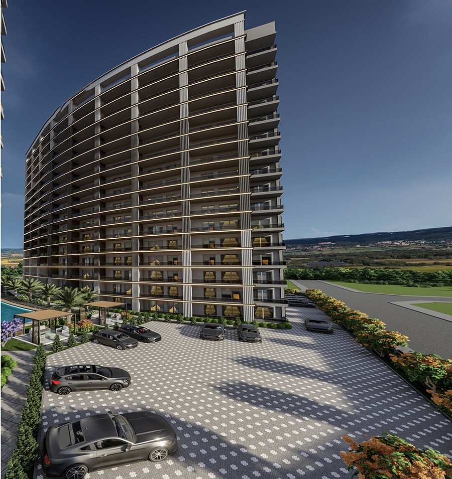 Atemberaubendes 1+1 Apartment mit Meerblick, Burg- und Bergblick in Tömük