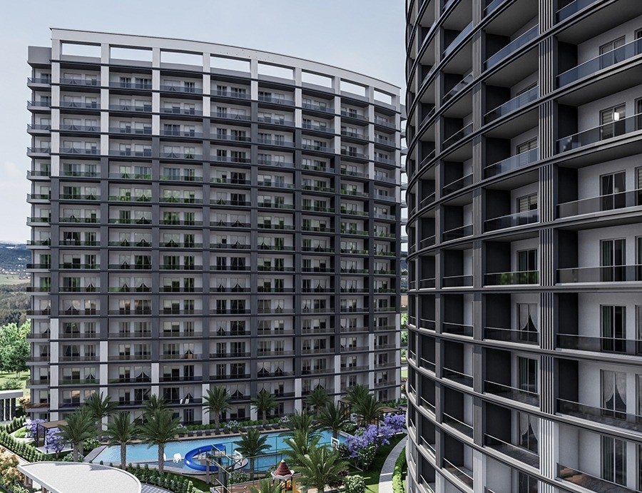 Atemberaubendes 1+1 Apartment mit Meerblick, Burg- und Bergblick in Tömük