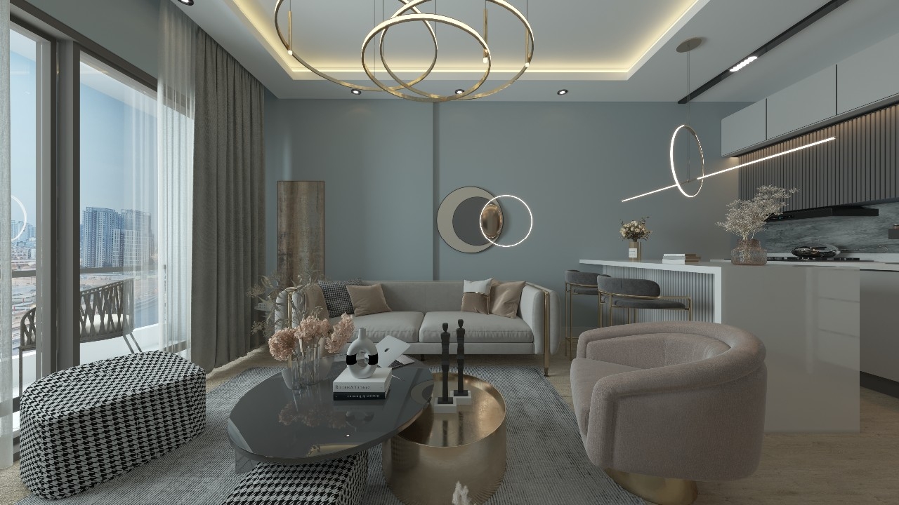 A 1+1 apartment for sale in Mersin, 350 m from the sea