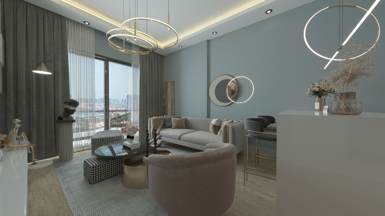 A 1+1 apartment for sale in Mersin, 350 m from the sea