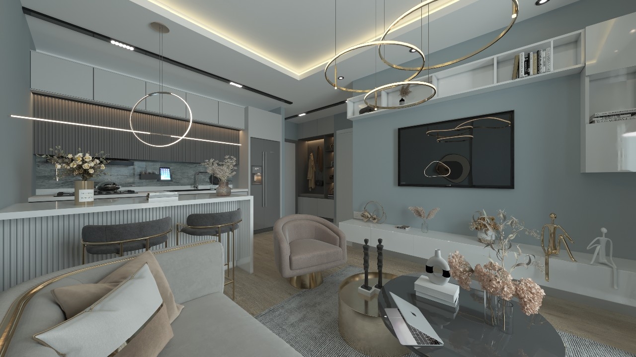A 1+1 apartment for sale in Mersin, 350 m from the sea