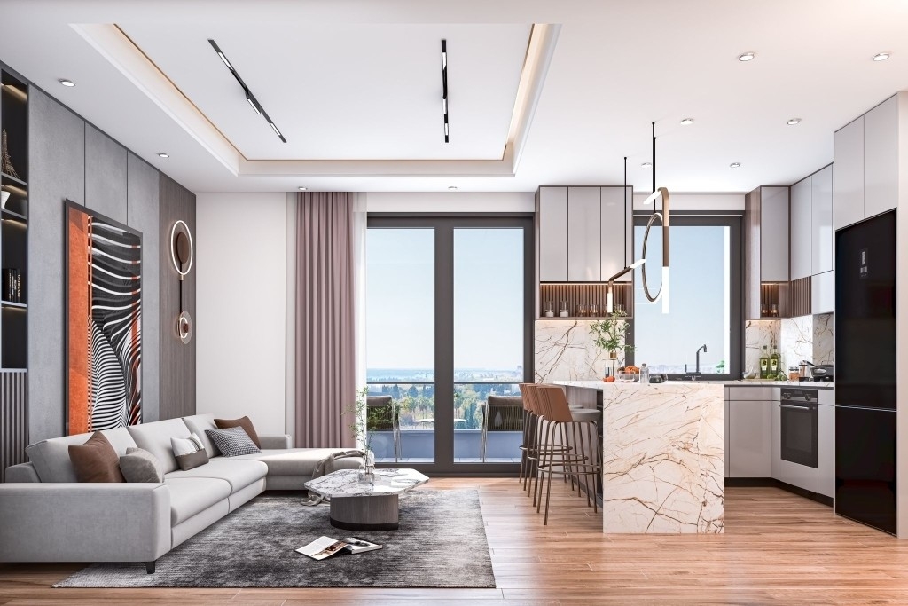 Luxuriöses 1+1 Apartment mit Meerblick und Bergblick, Arpaçbahşiş