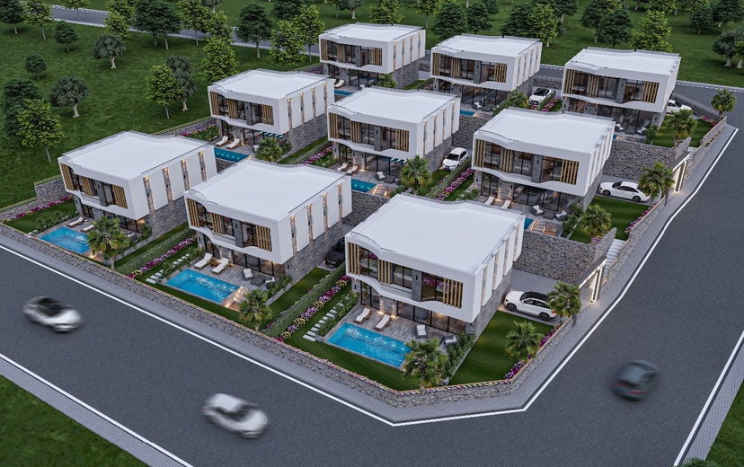 Luxuriöse 4+1 Villa mit Meerblick und Bergblick in Mersin Ayas