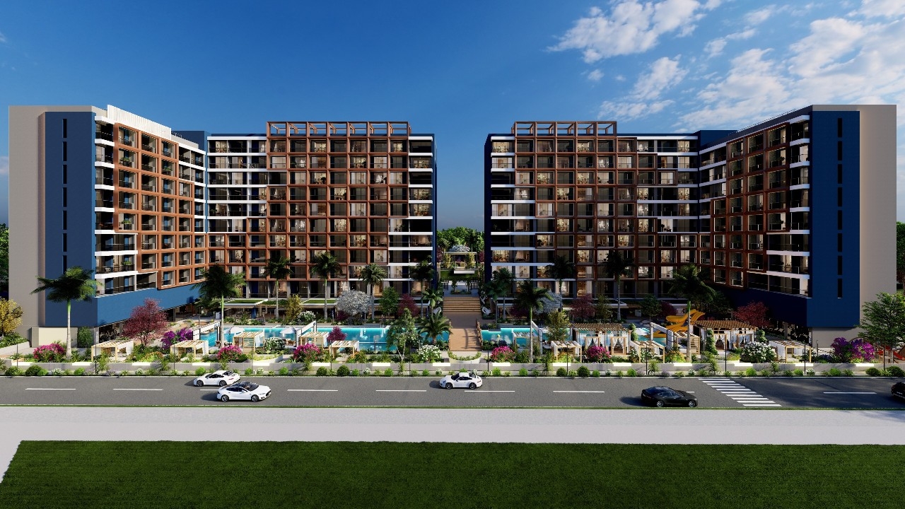 Modern Mountain View 1+1 Apartment with Pool & Fitness, Mersin - Tömük