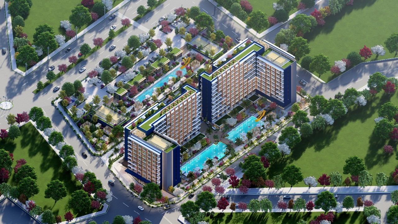 Modern Mountain View 1+1 Apartment with Pool & Fitness, Mersin - Tömük