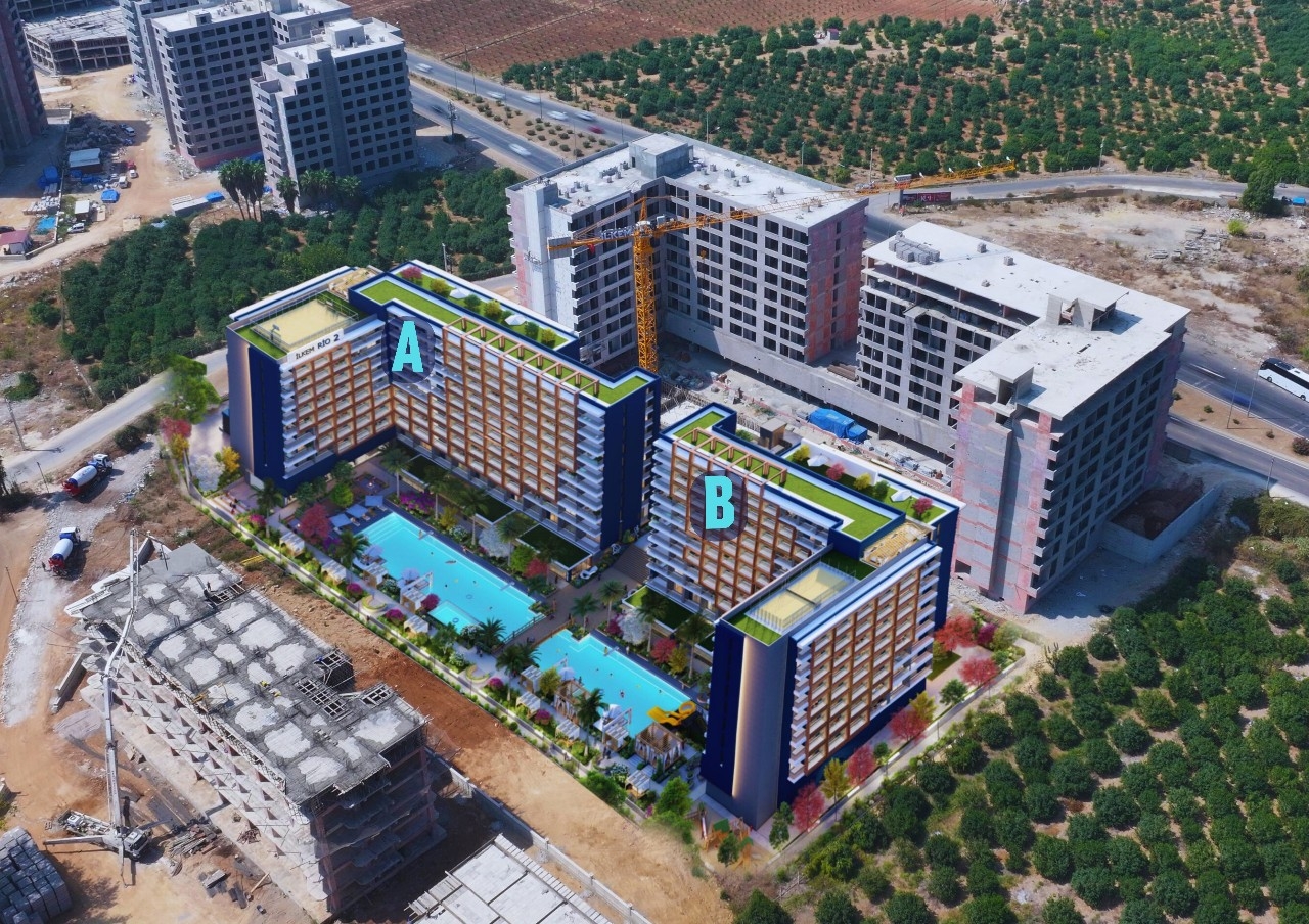 Modern Mountain View 1+1 Apartment with Pool & Fitness, Mersin - Tömük