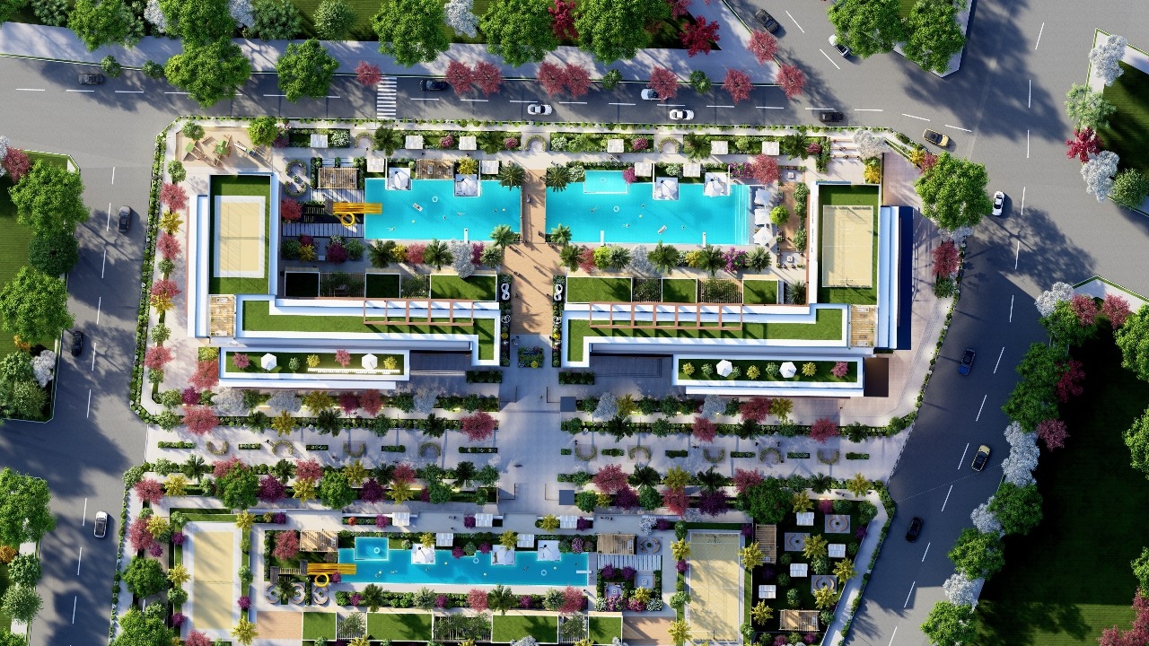 Modern Mountain View 1+1 Apartment with Pool & Fitness, Mersin - Tömük