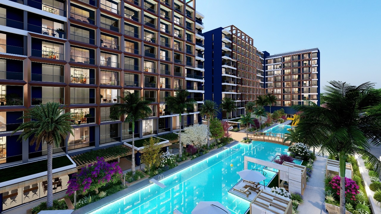 Modern Mountain View 1+1 Apartment with Pool & Fitness, Mersin - Tömük